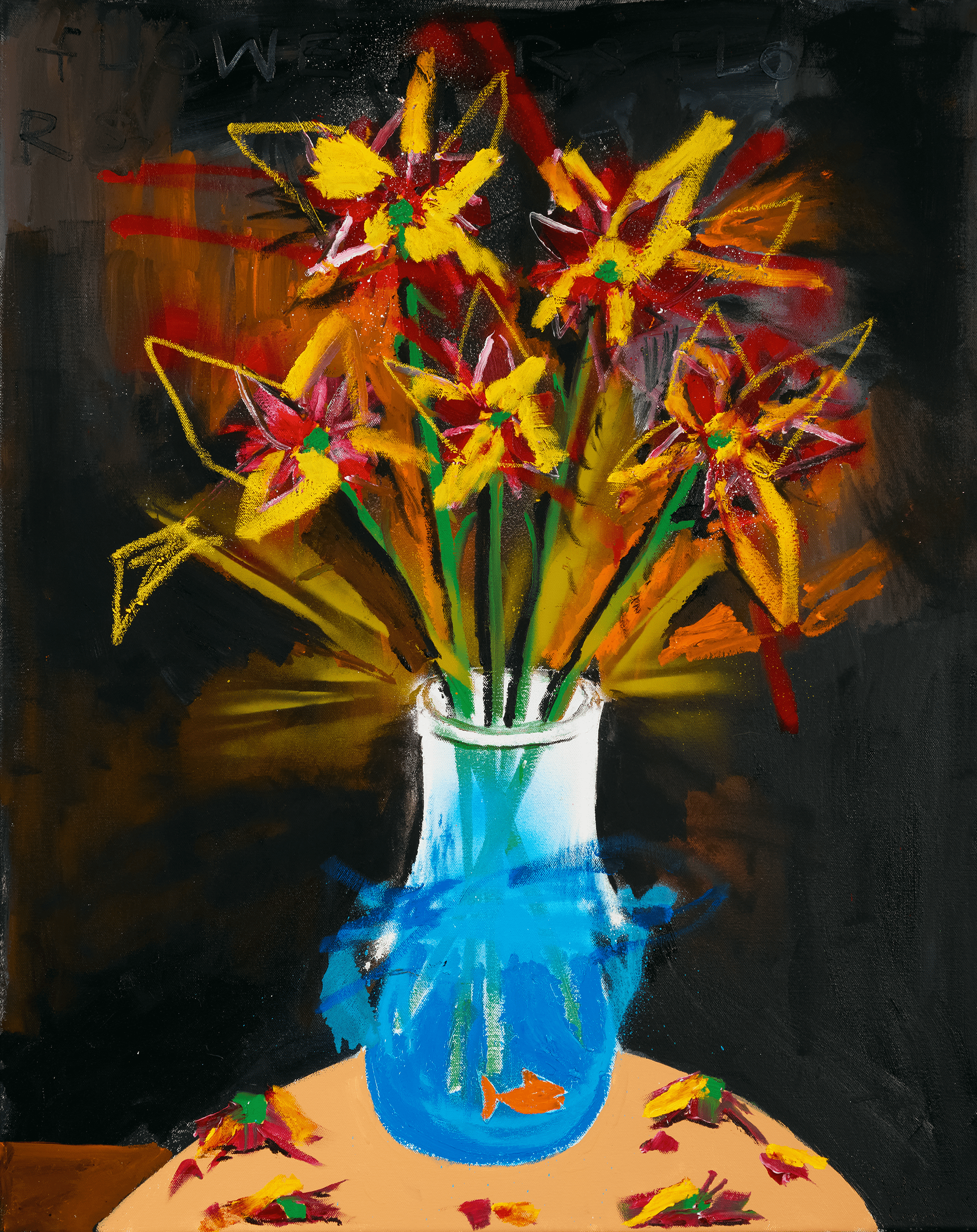 Flowers with Fish by Louis Carreon