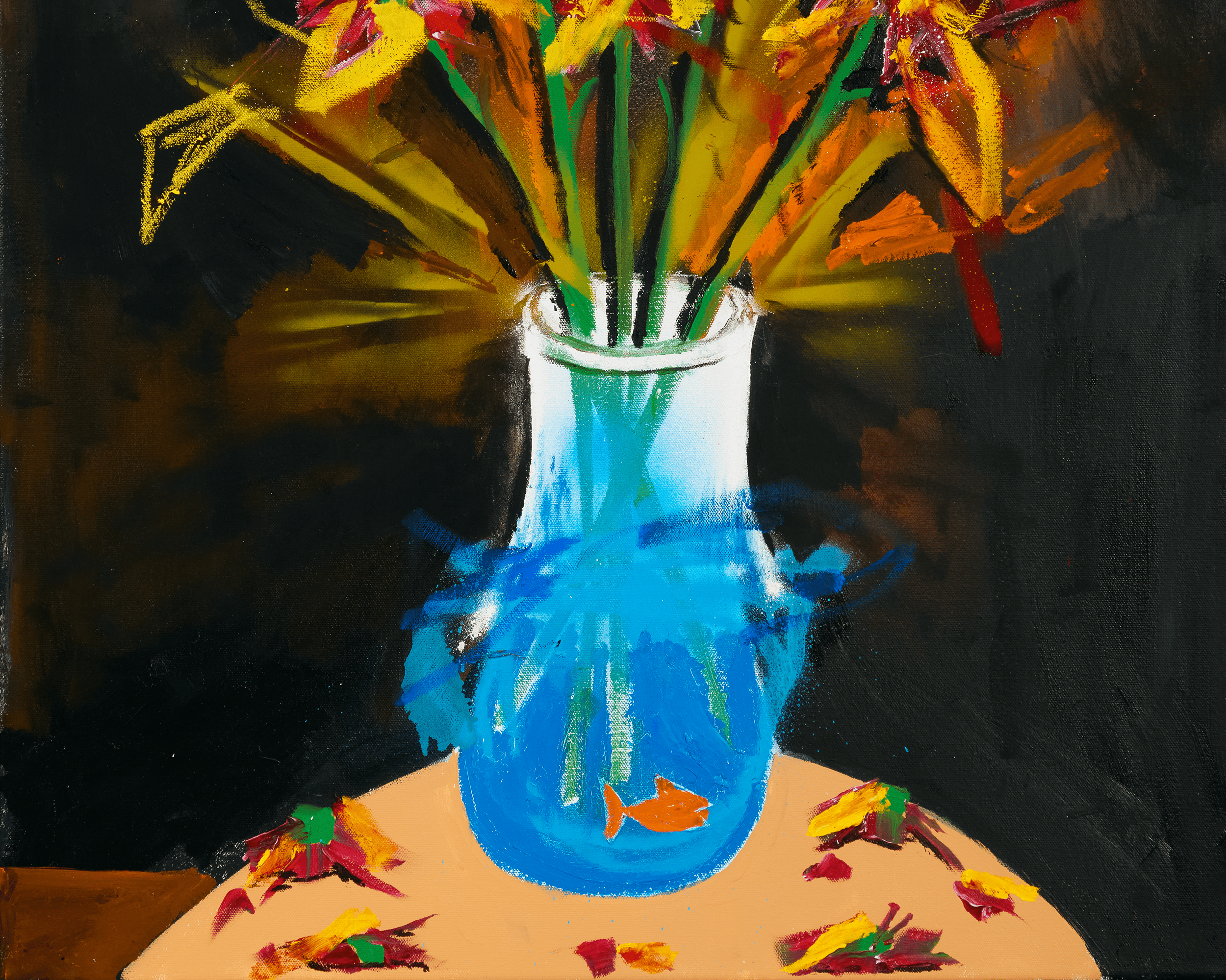 Flowers with Fish by Louis Carreon