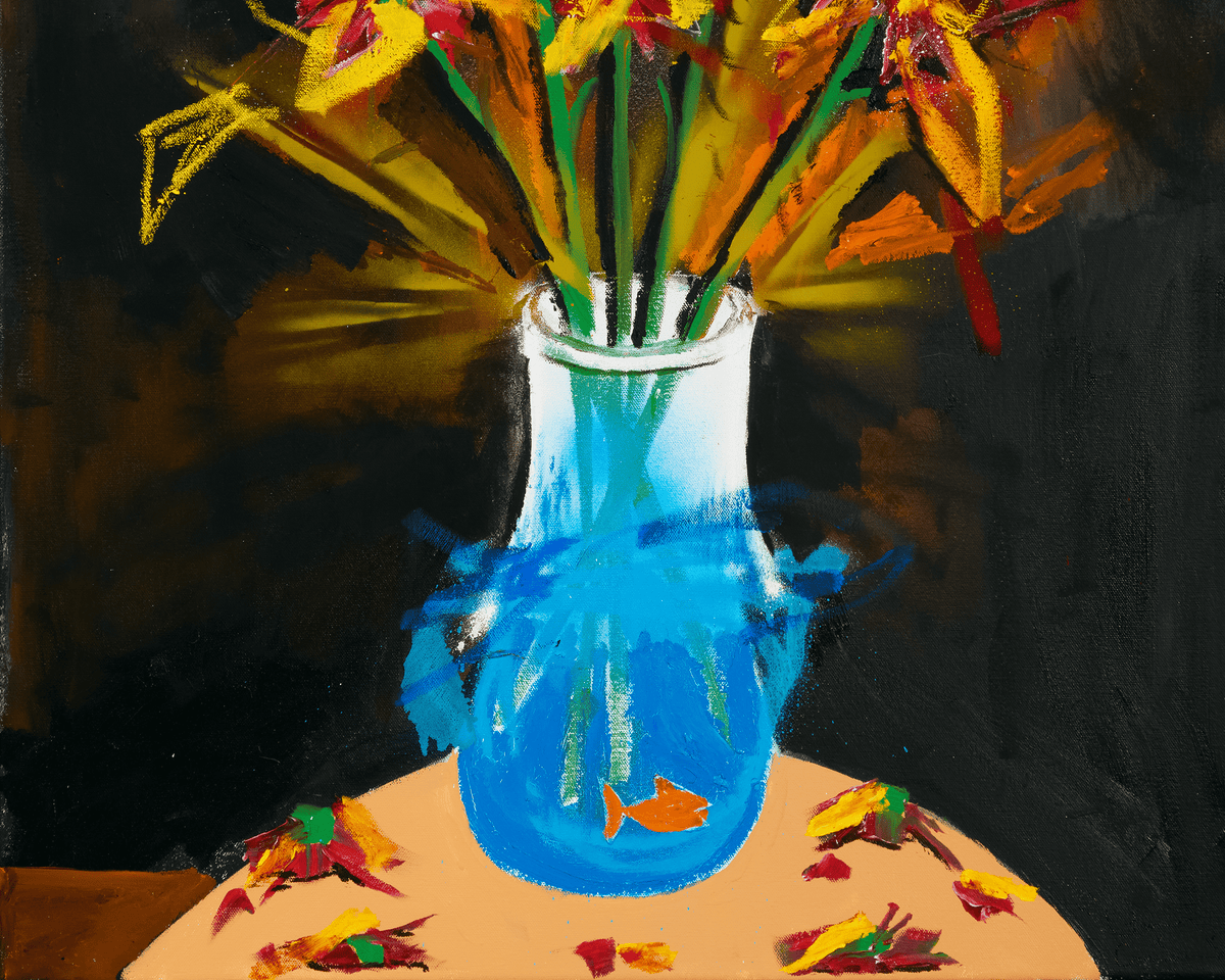 Flowers with Fish by Louis Carreon