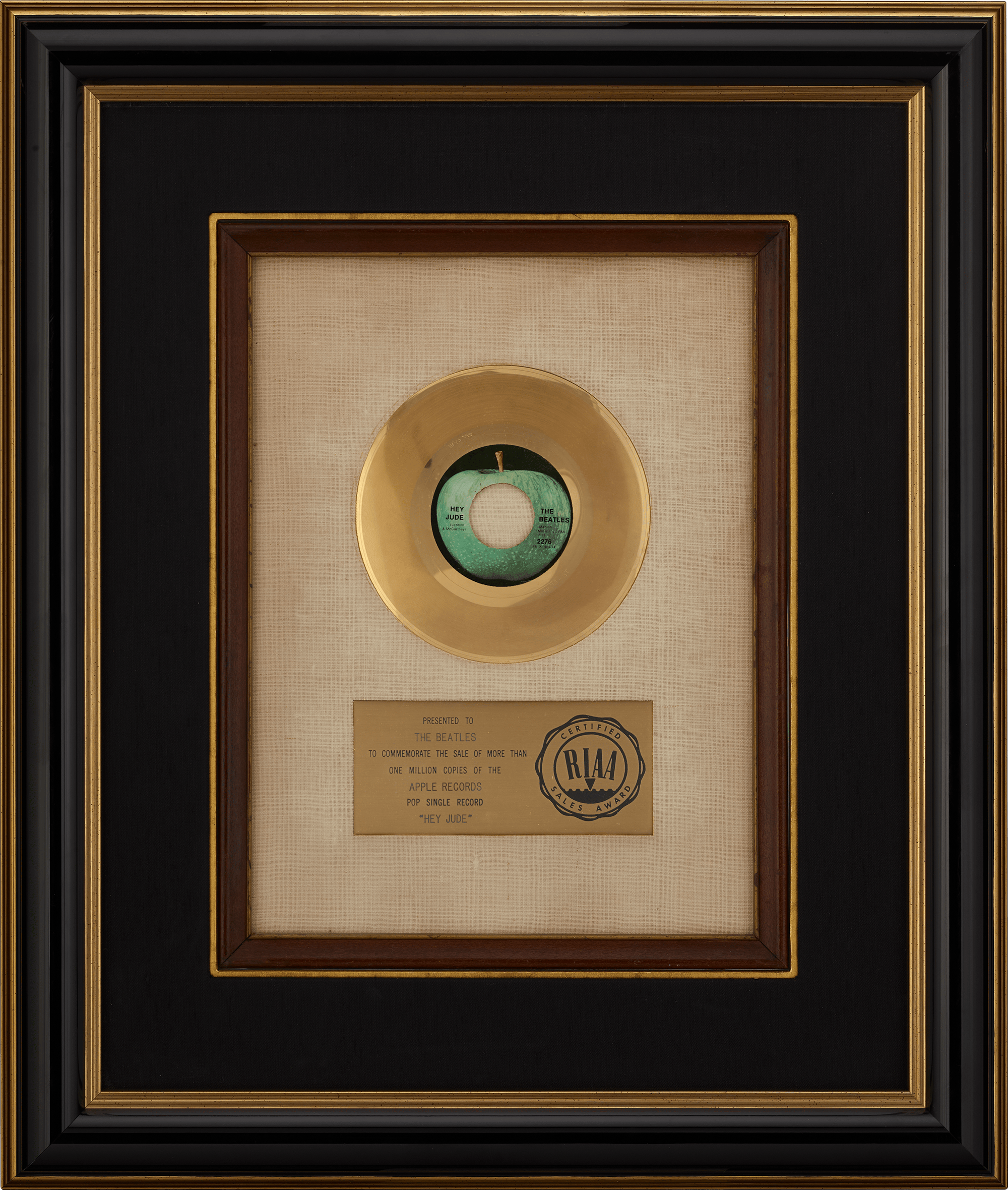 Paul McCartney’s “Hey Jude” Lyrics and Gold 45 Record Award