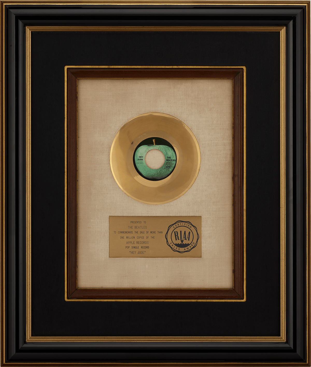 Paul McCartney’s “Hey Jude” Lyrics and Gold 45 Record Award