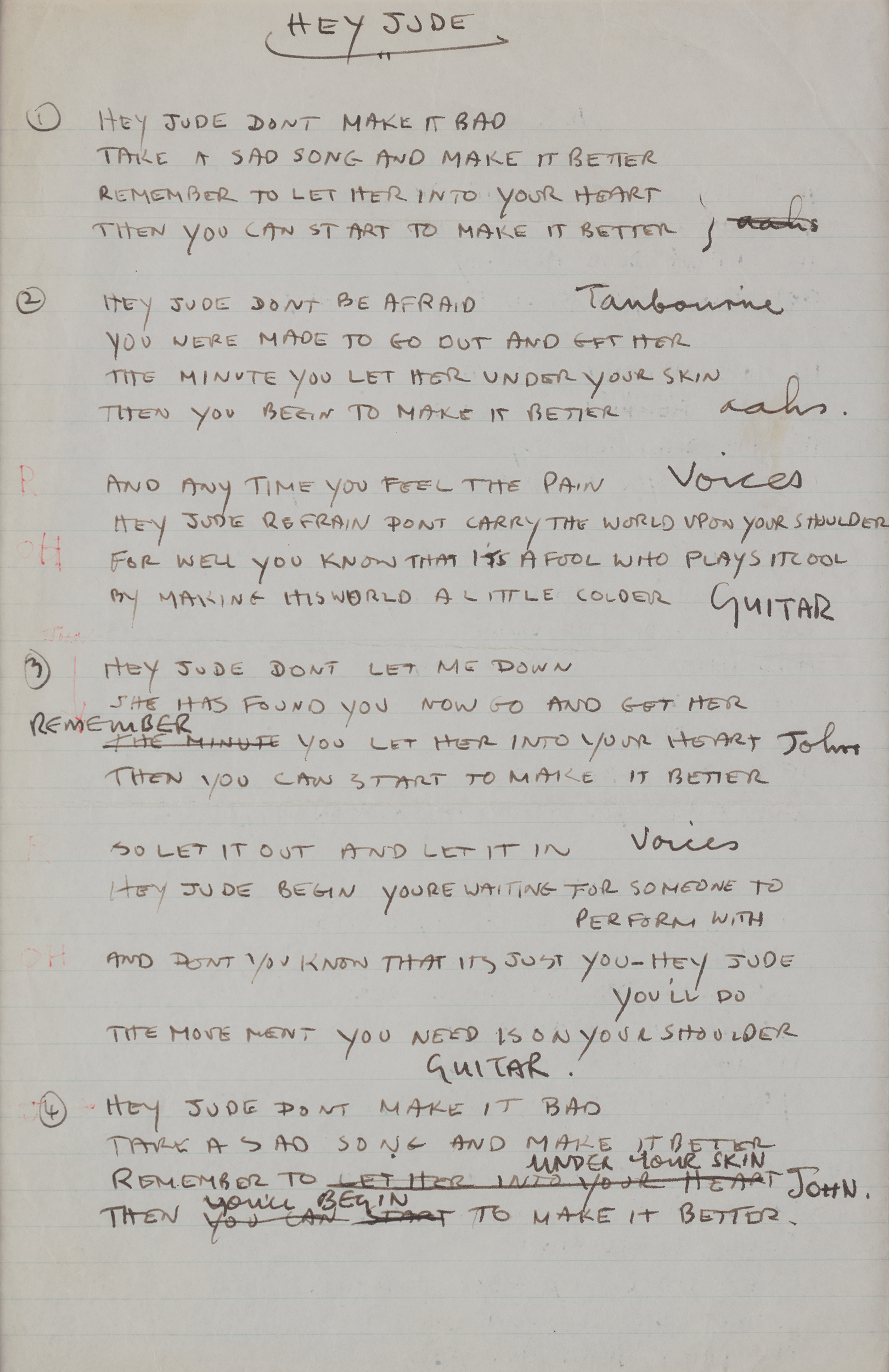 Paul McCartney’s “Hey Jude” Lyrics and Gold 45 Record Award