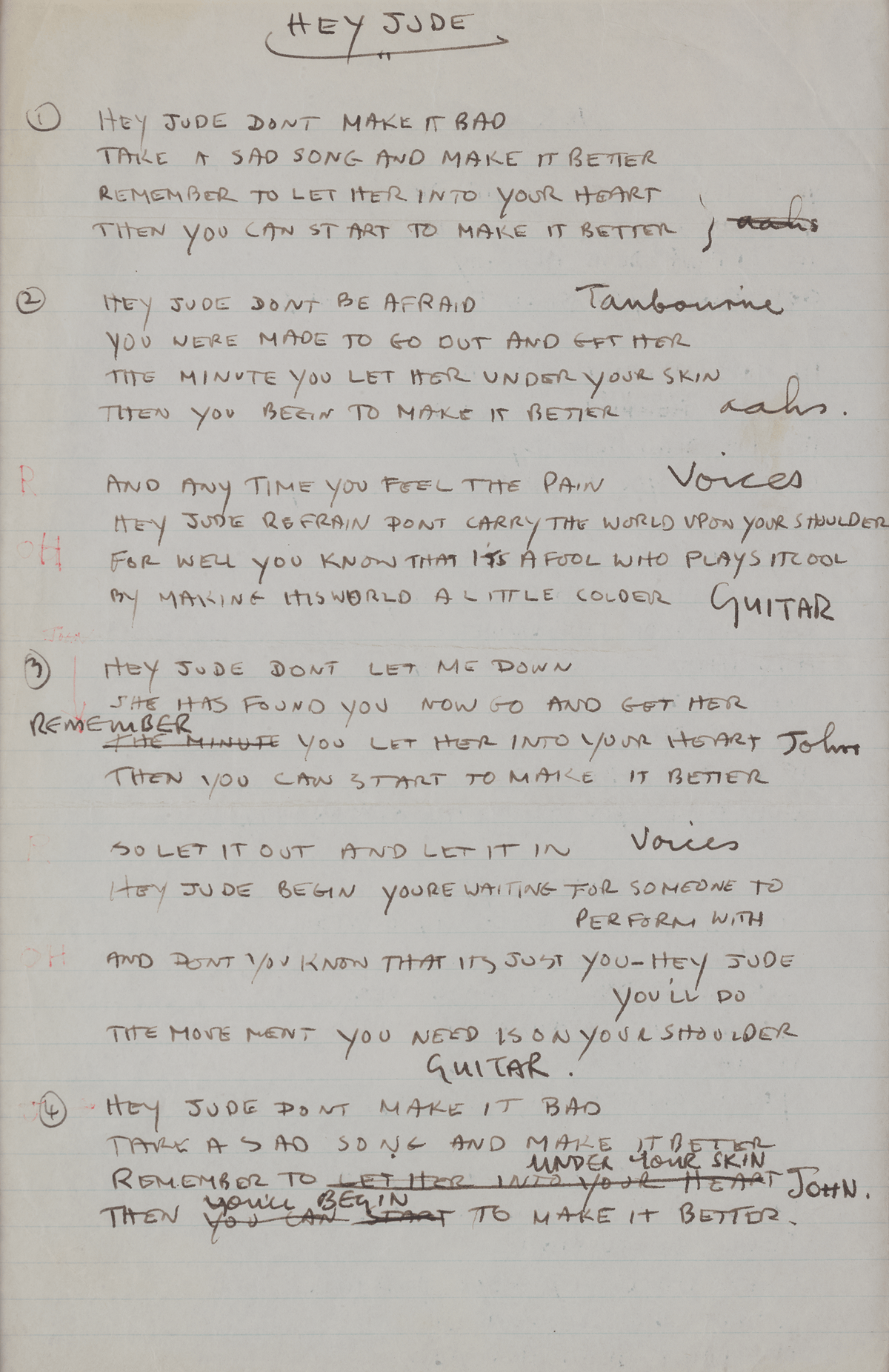 Paul McCartney’s “Hey Jude” Lyrics and Gold 45 Record Award