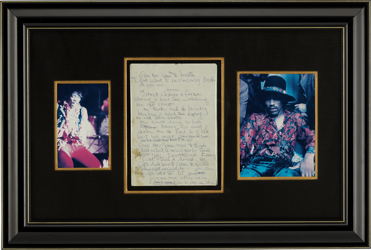 Jimi Hendrix's Handwritten Lyrics