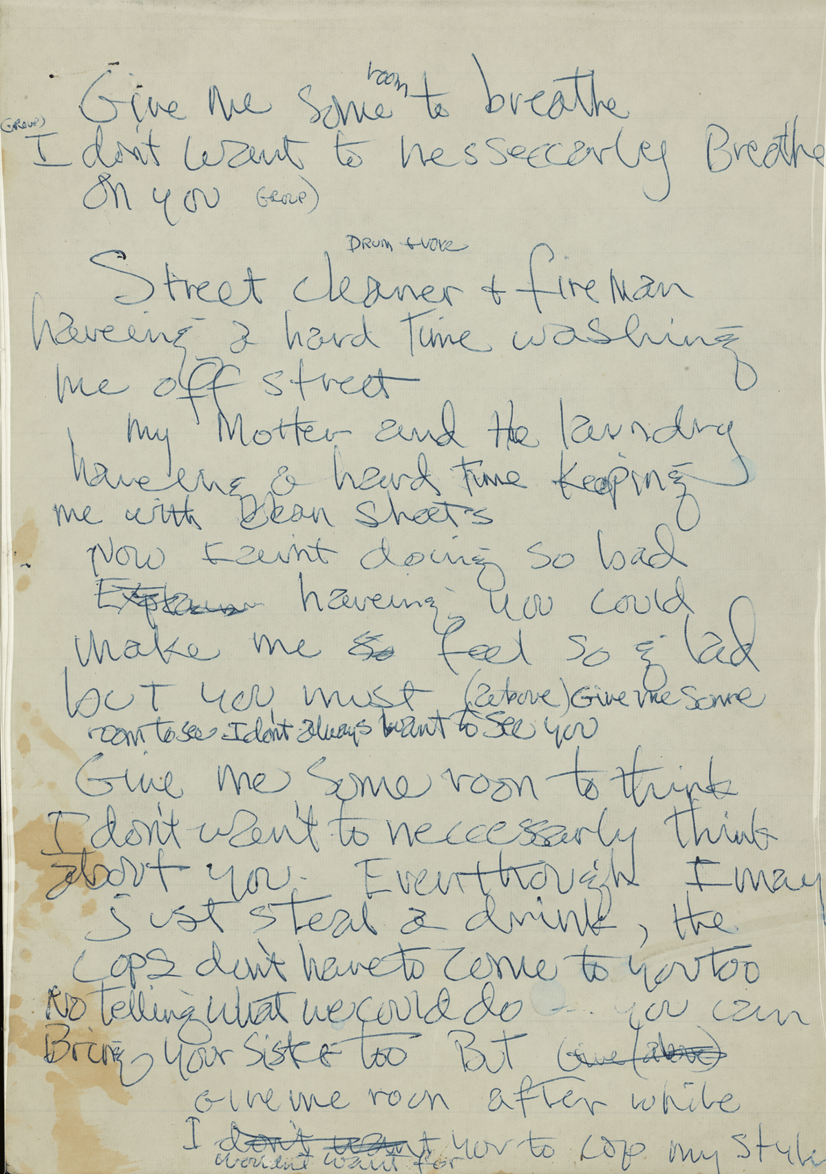Jimi Hendrix's Handwritten Lyrics