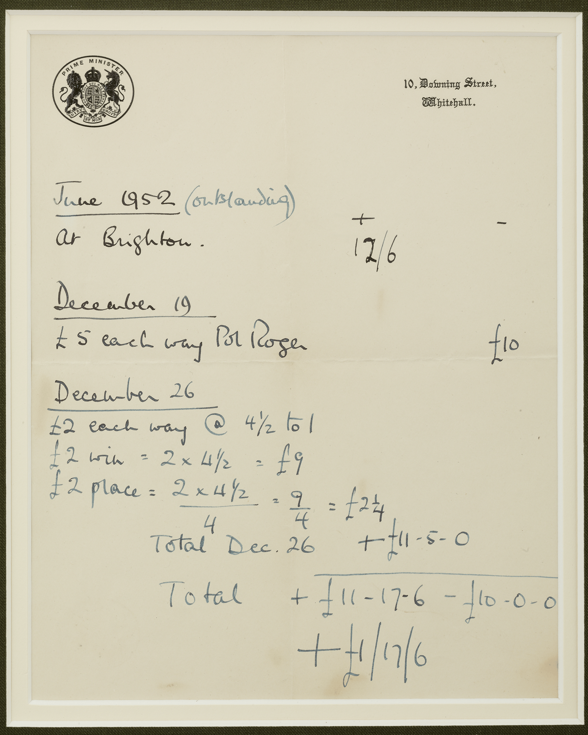 Winston Churchill Pol Roger Racehorse Letter