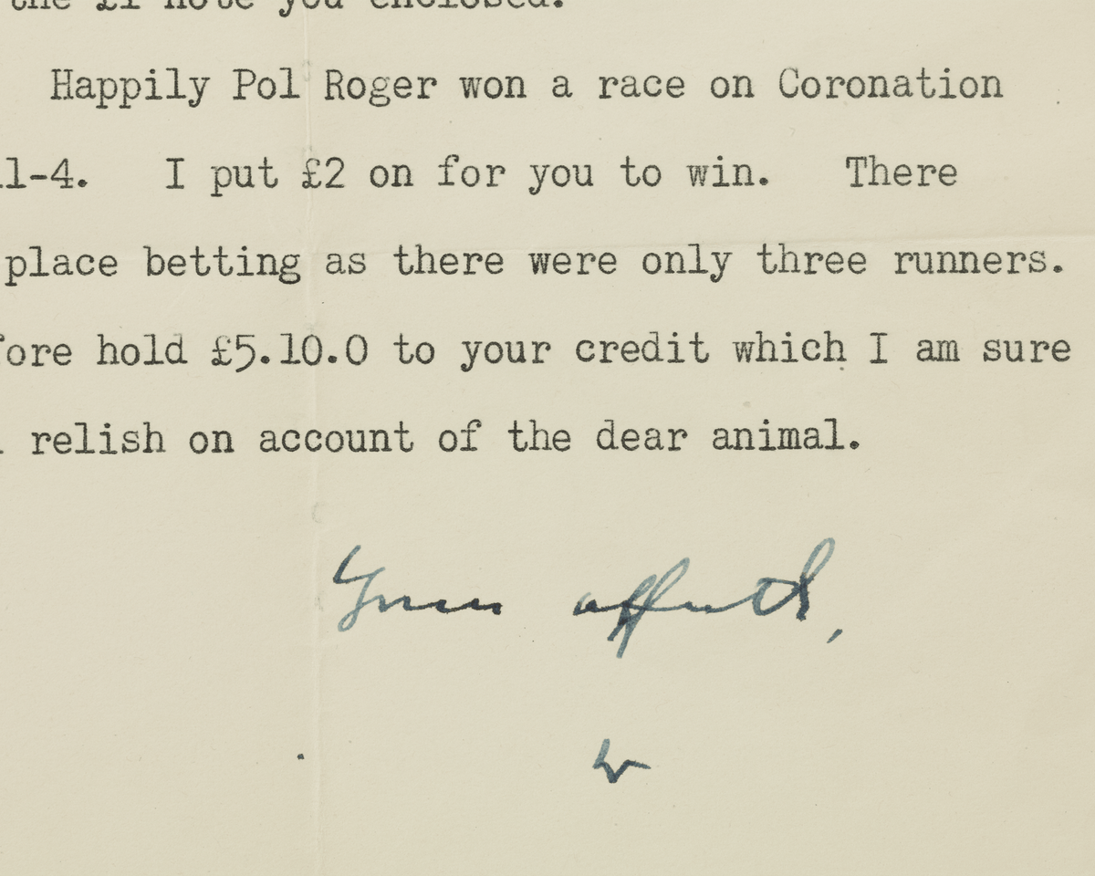 Winston Churchill Pol Roger Racehorse Letter