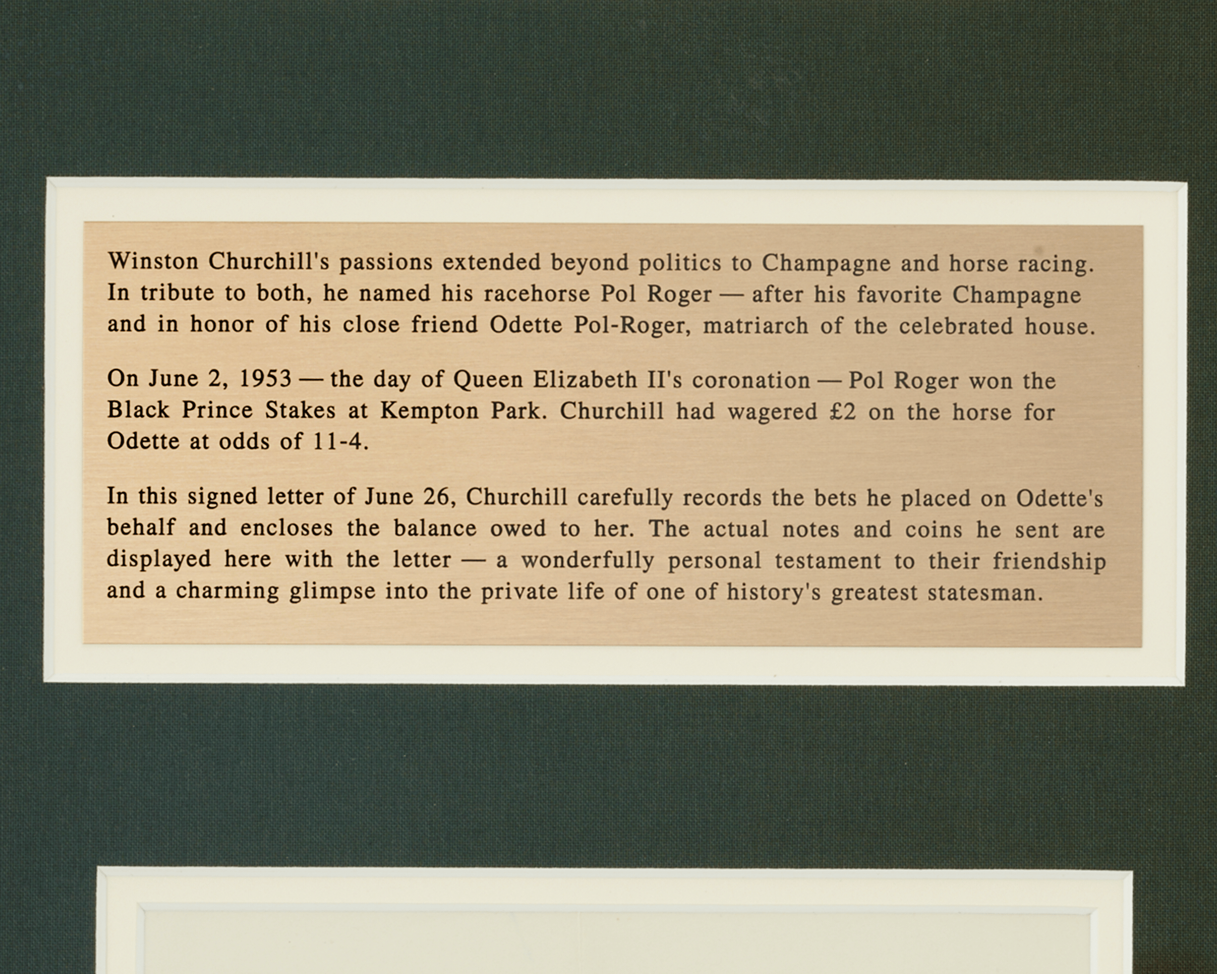 Winston Churchill Pol Roger Racehorse Letter