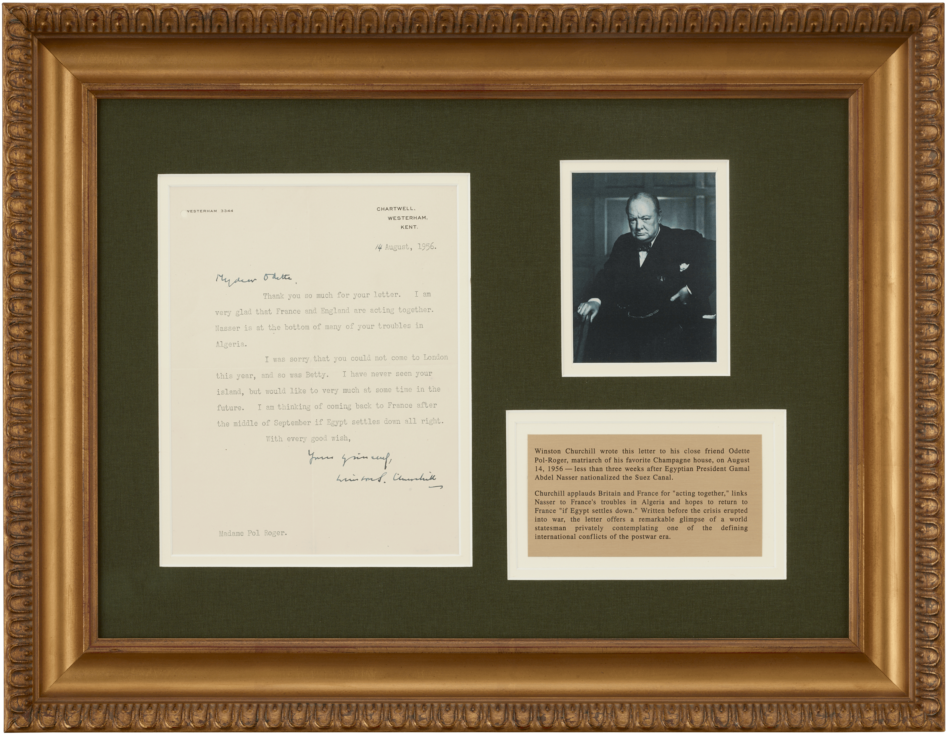 Winston Churchill Letter on the Suez Canal