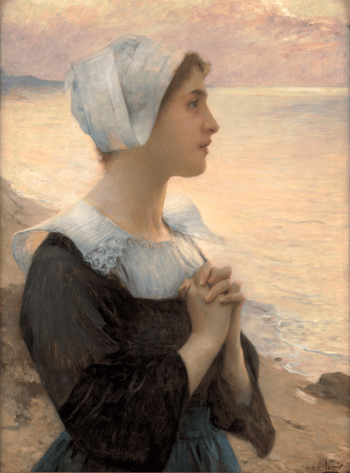 Bretonne en Prière au Bord de la Mer by Charles-Amable Lenoir