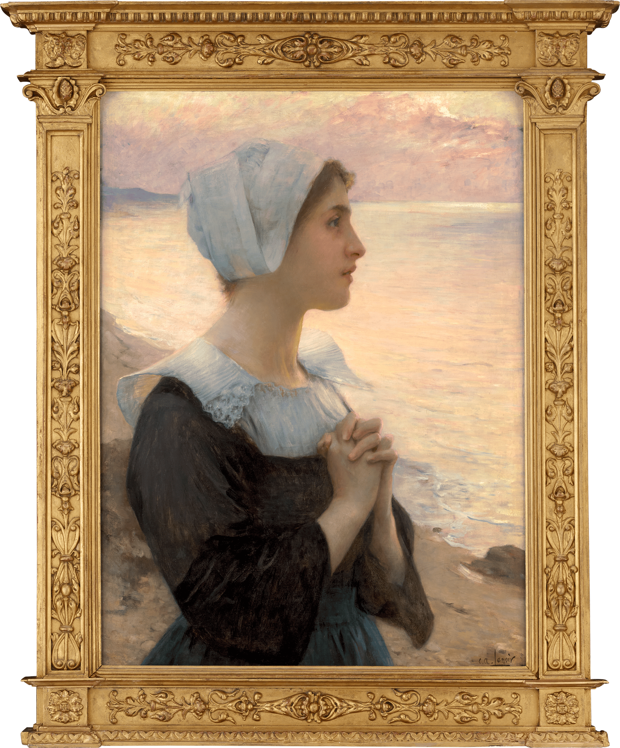 Bretonne en Prière au Bord de la Mer by Charles-Amable Lenoir