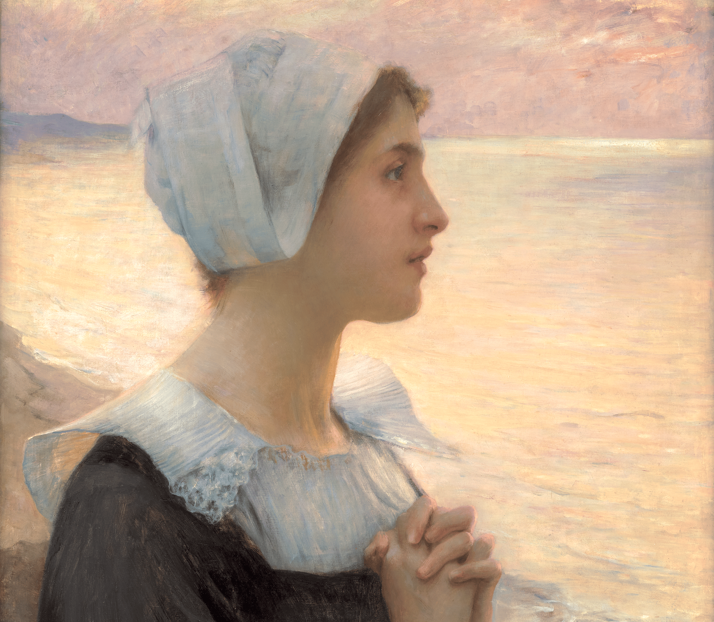 Bretonne en Prière au Bord de la Mer by Charles-Amable Lenoir