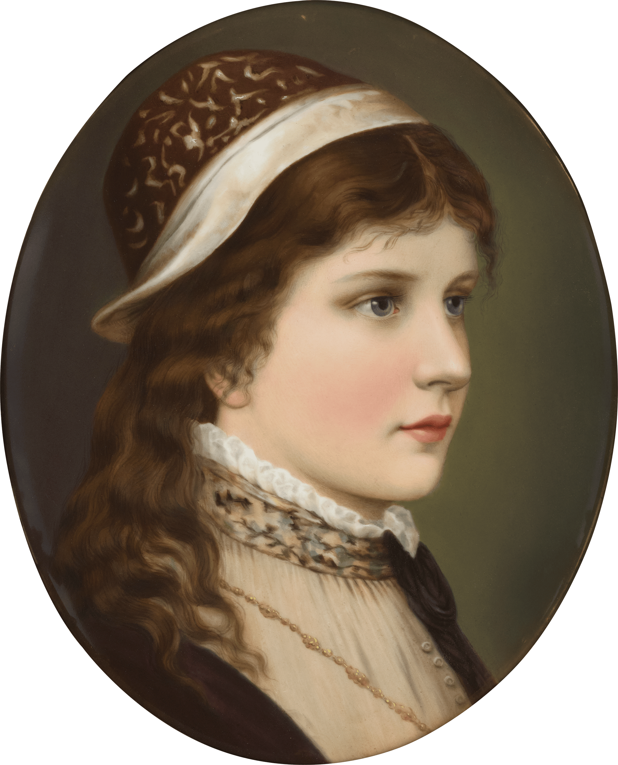 KPM Porcelain Plaque of a Young Woman in Profile