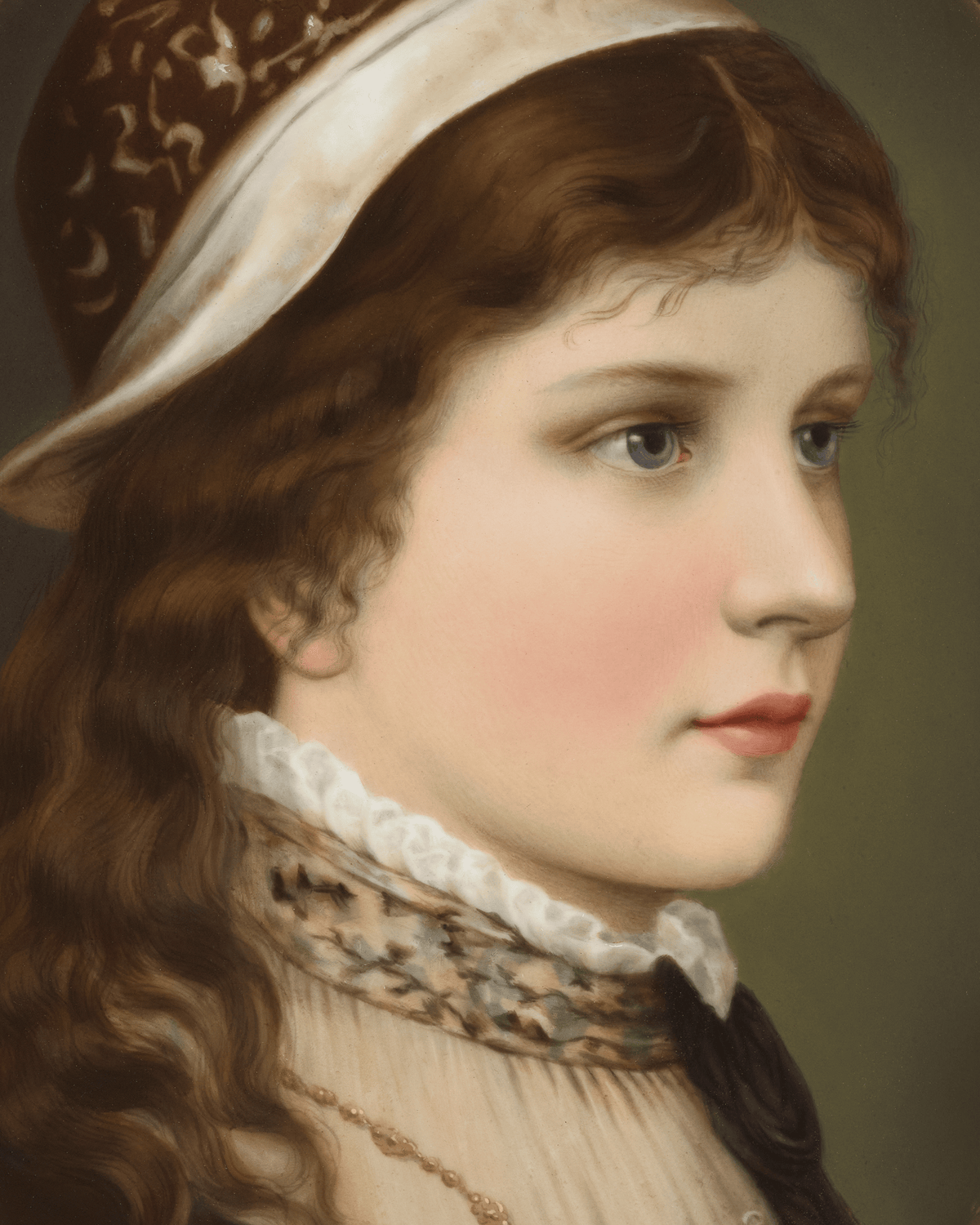 KPM Porcelain Plaque of a Young Woman in Profile