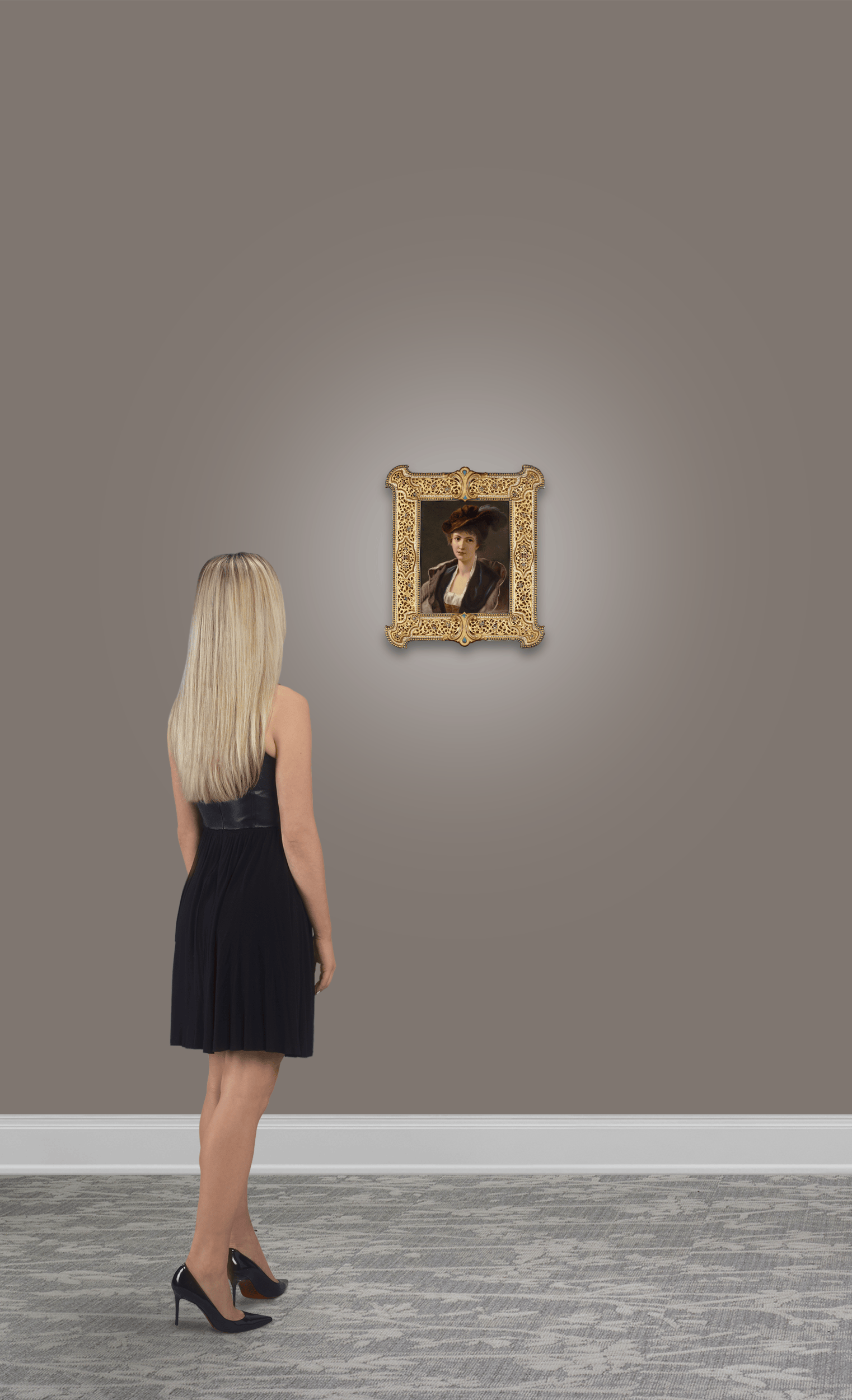 KPM Porcelain Plaque of a Woman in a Red Hat