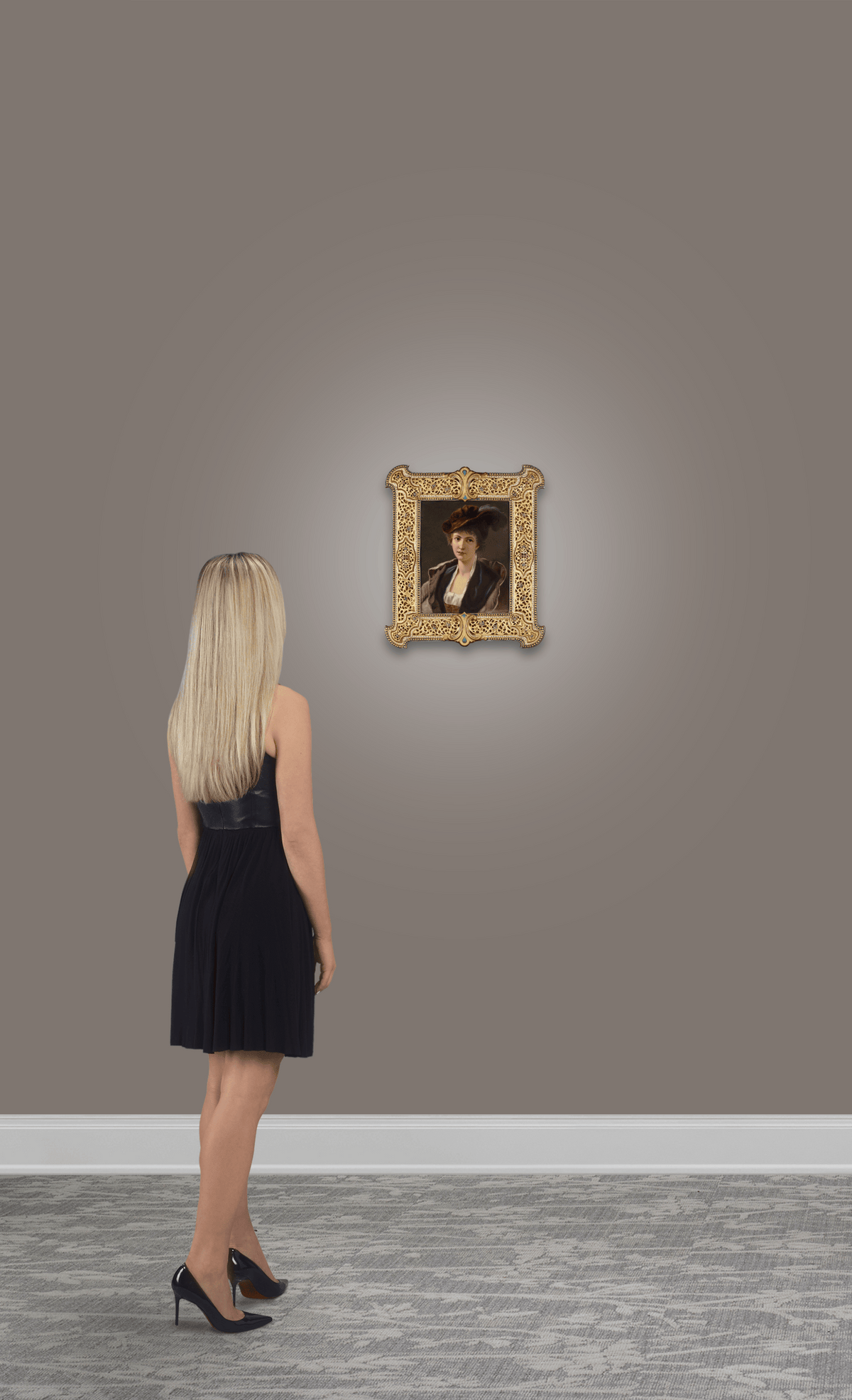KPM Porcelain Plaque of a Woman in a Red Hat