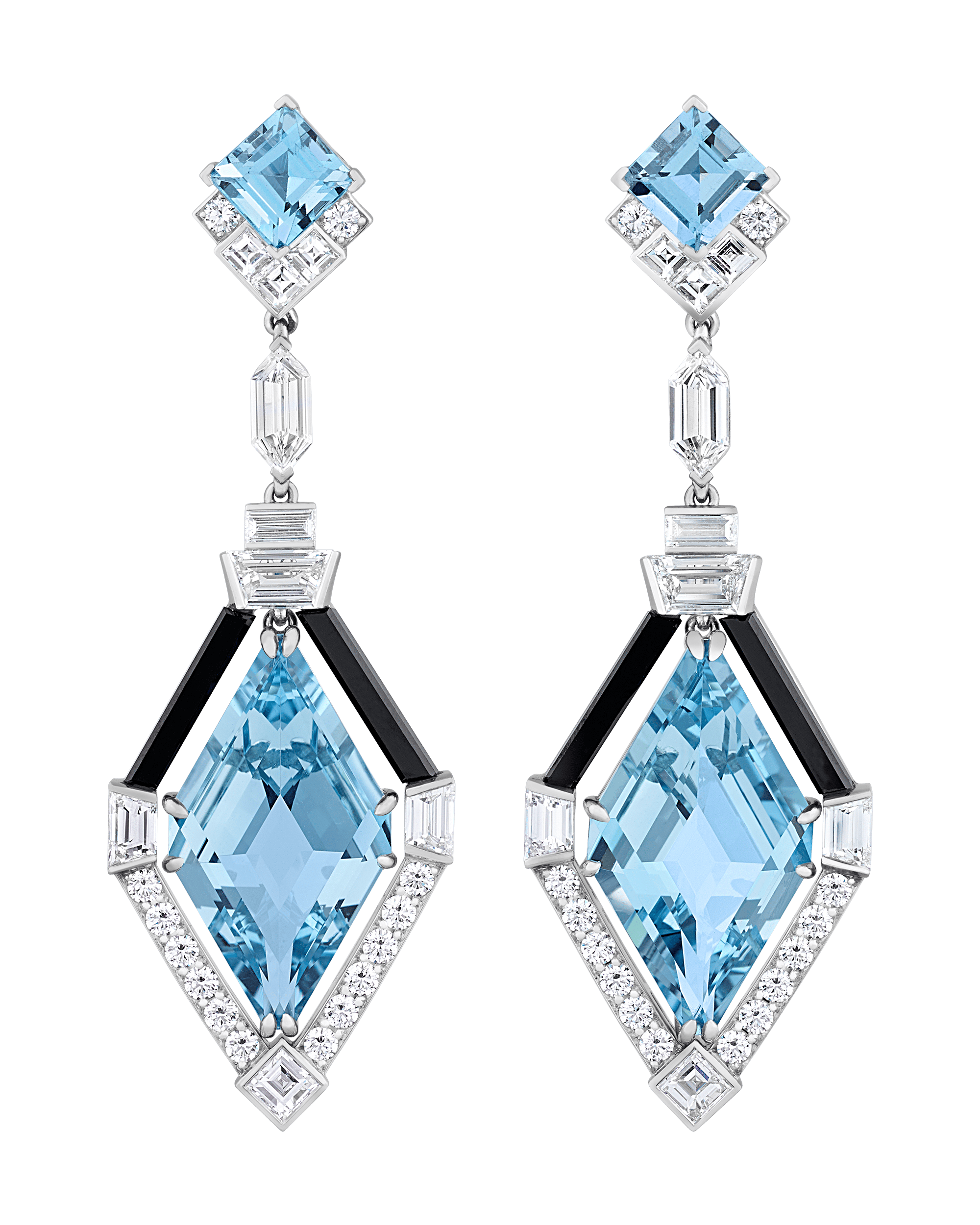 Raymond Yard Lozenge-cut Aquamarine Earrings, 11.02 Carats