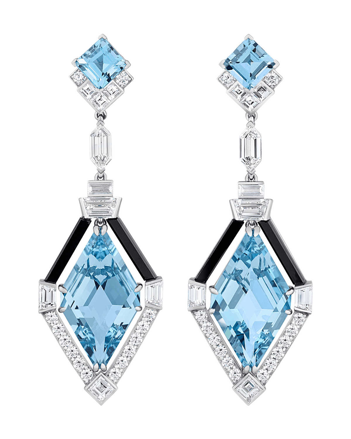 Raymond Yard Lozenge-cut Aquamarine Earrings, 11.02 Carats