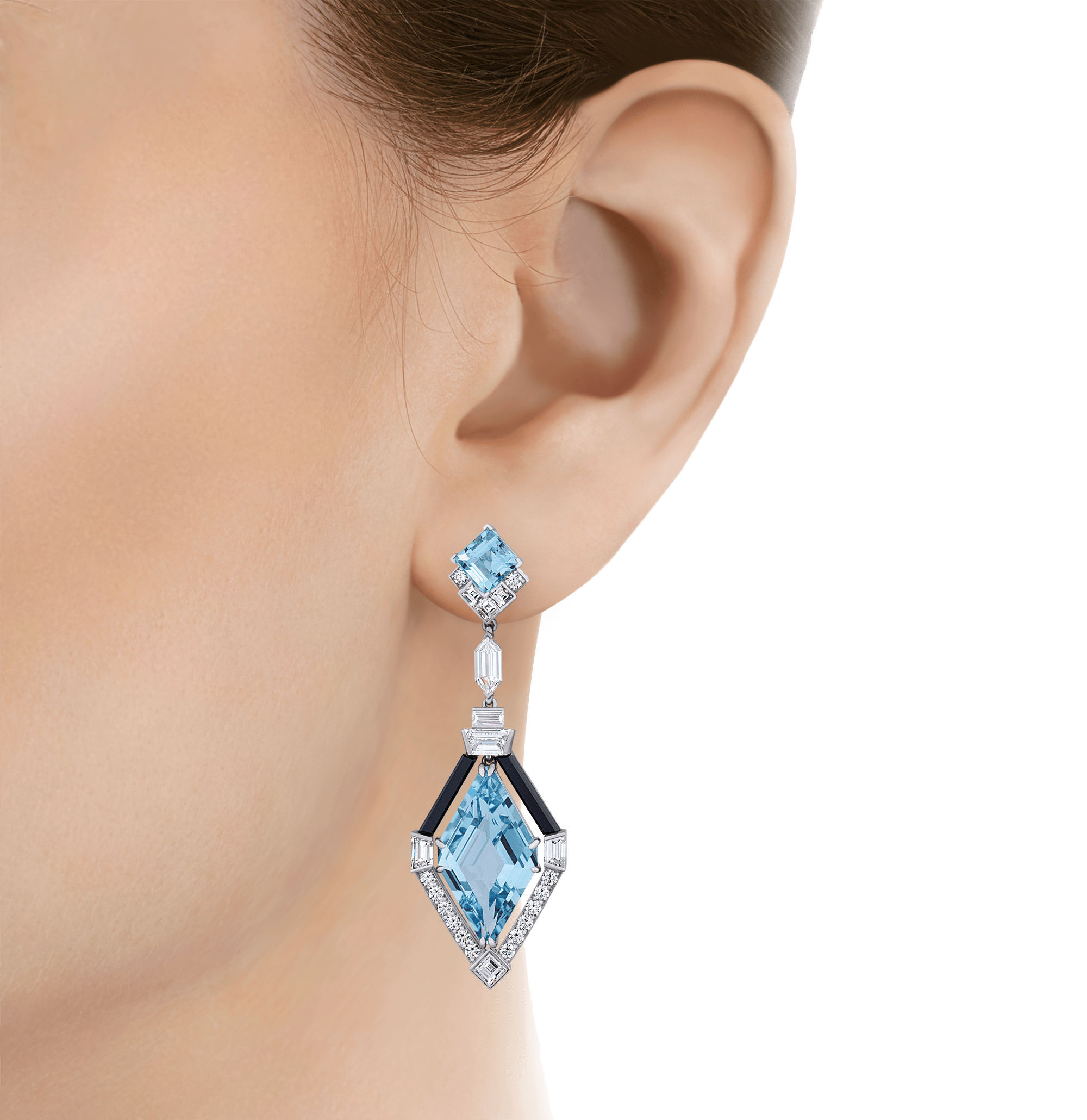Raymond Yard Lozenge-cut Aquamarine Earrings, 11.02 Carats