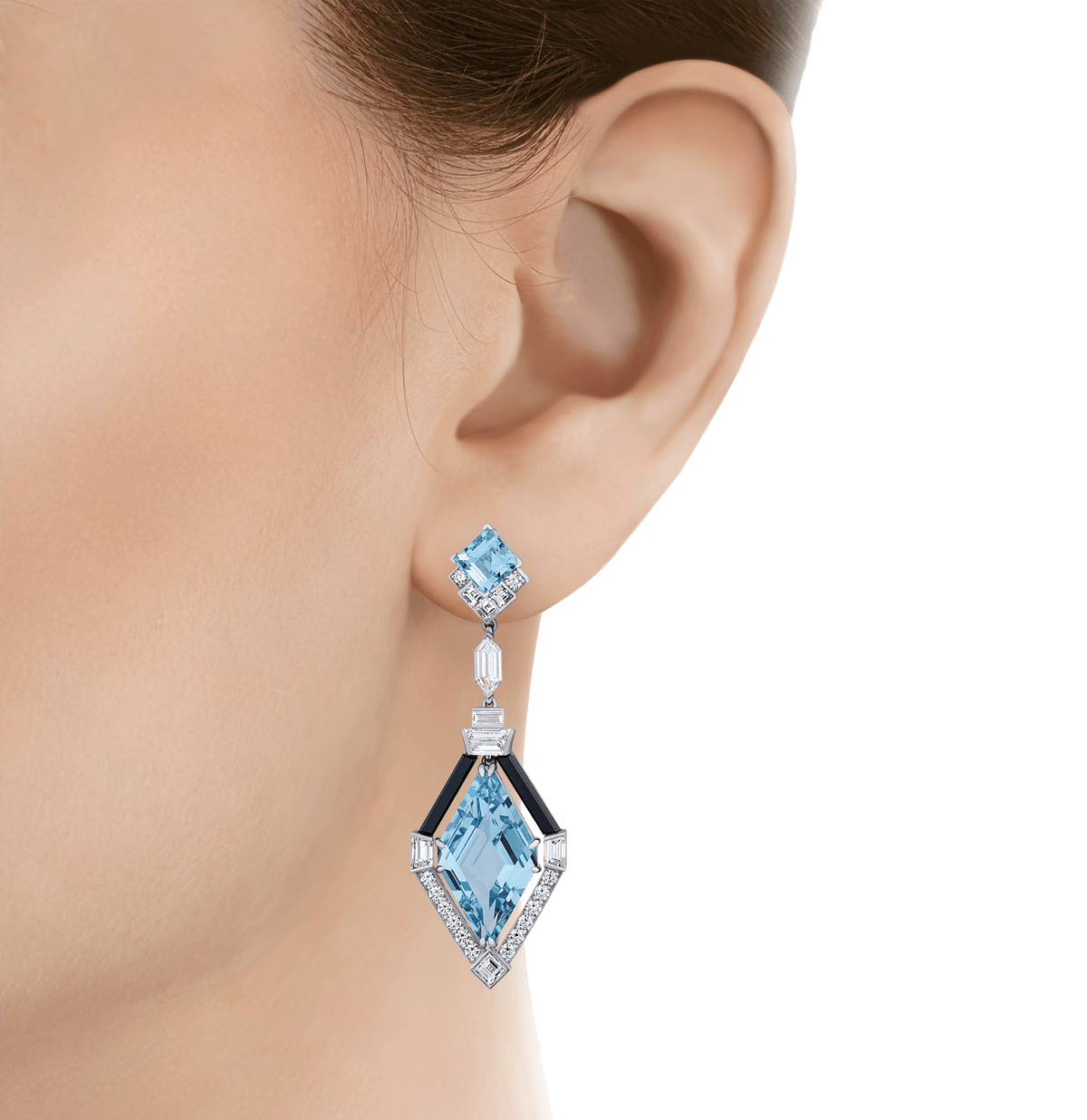 Raymond Yard Lozenge-cut Aquamarine Earrings, 11.02 Carats