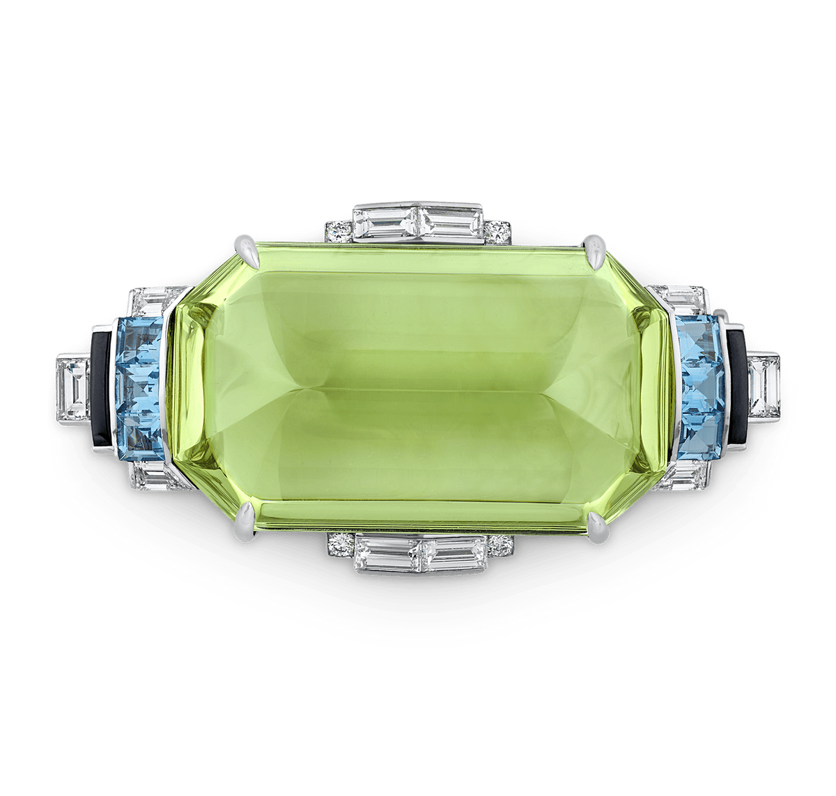 Raymond Yard Sugarloaf Green Beryl Clip Pin, 44.98 Carats