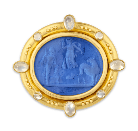 Elizabeth Locke Venetian Glass & Moonstone Pendant Brooch