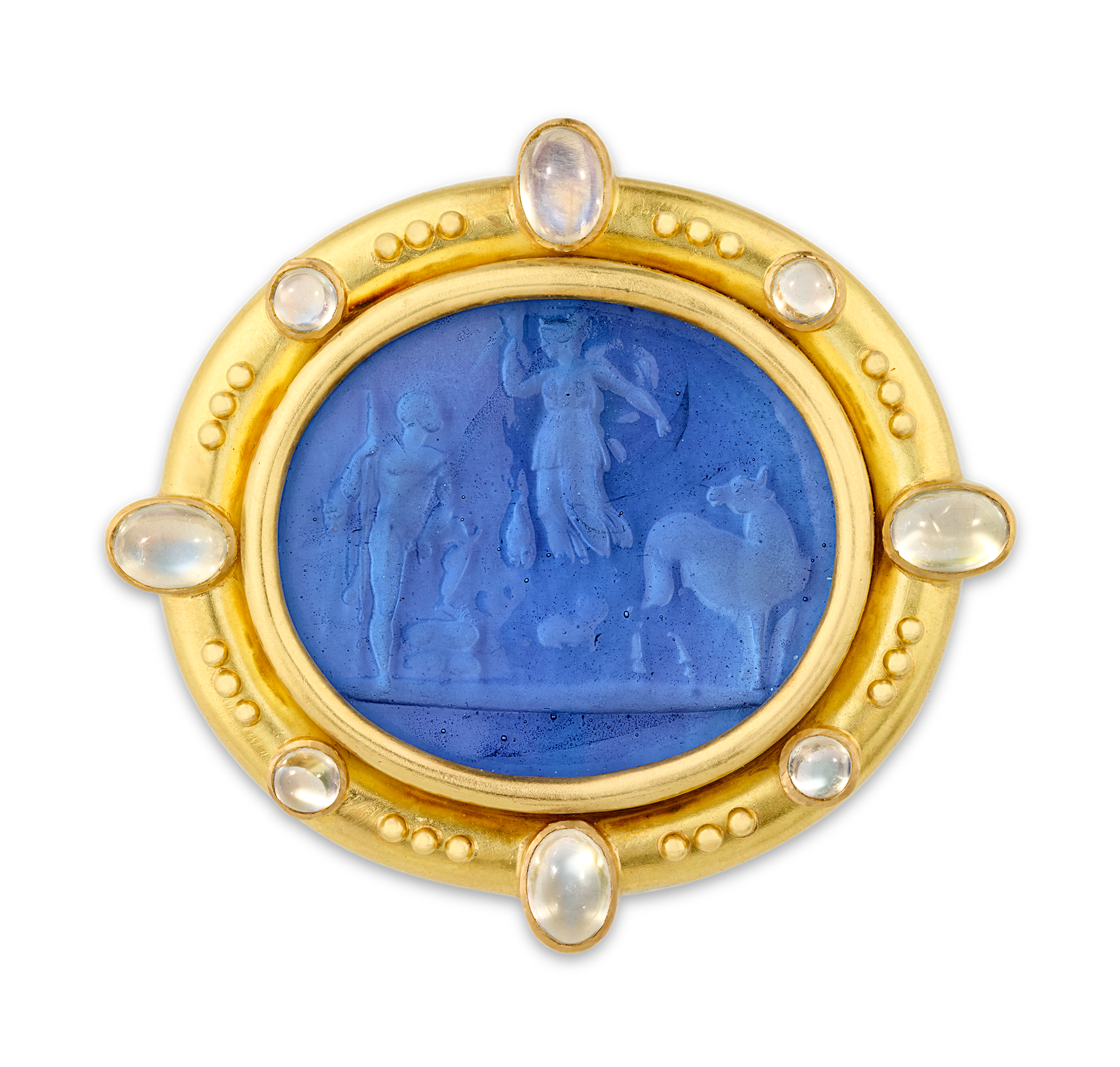 Elizabeth Locke Venetian Glass & Moonstone Pendant Brooch