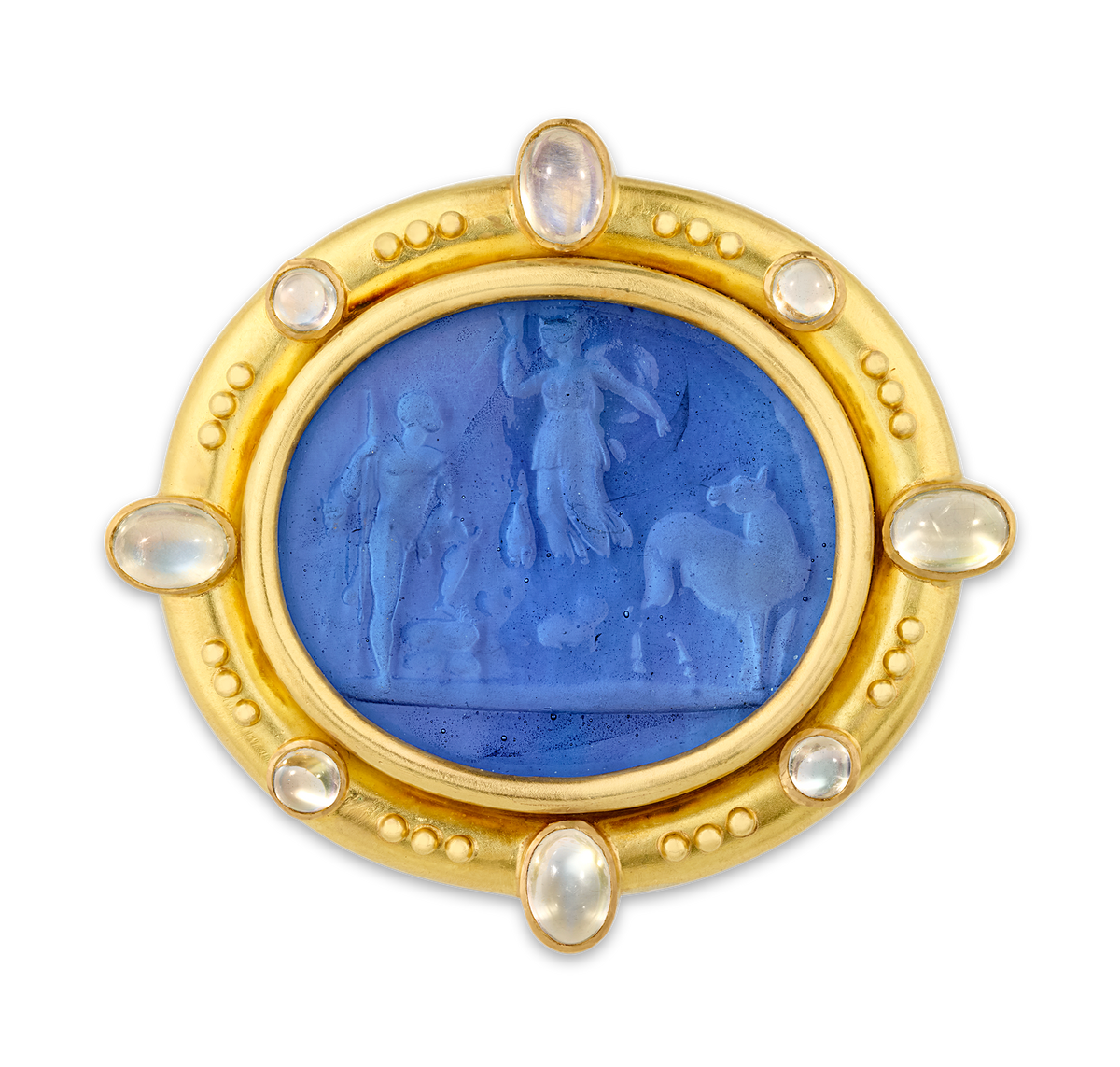 Elizabeth Locke Venetian Glass & Moonstone Pendant Brooch