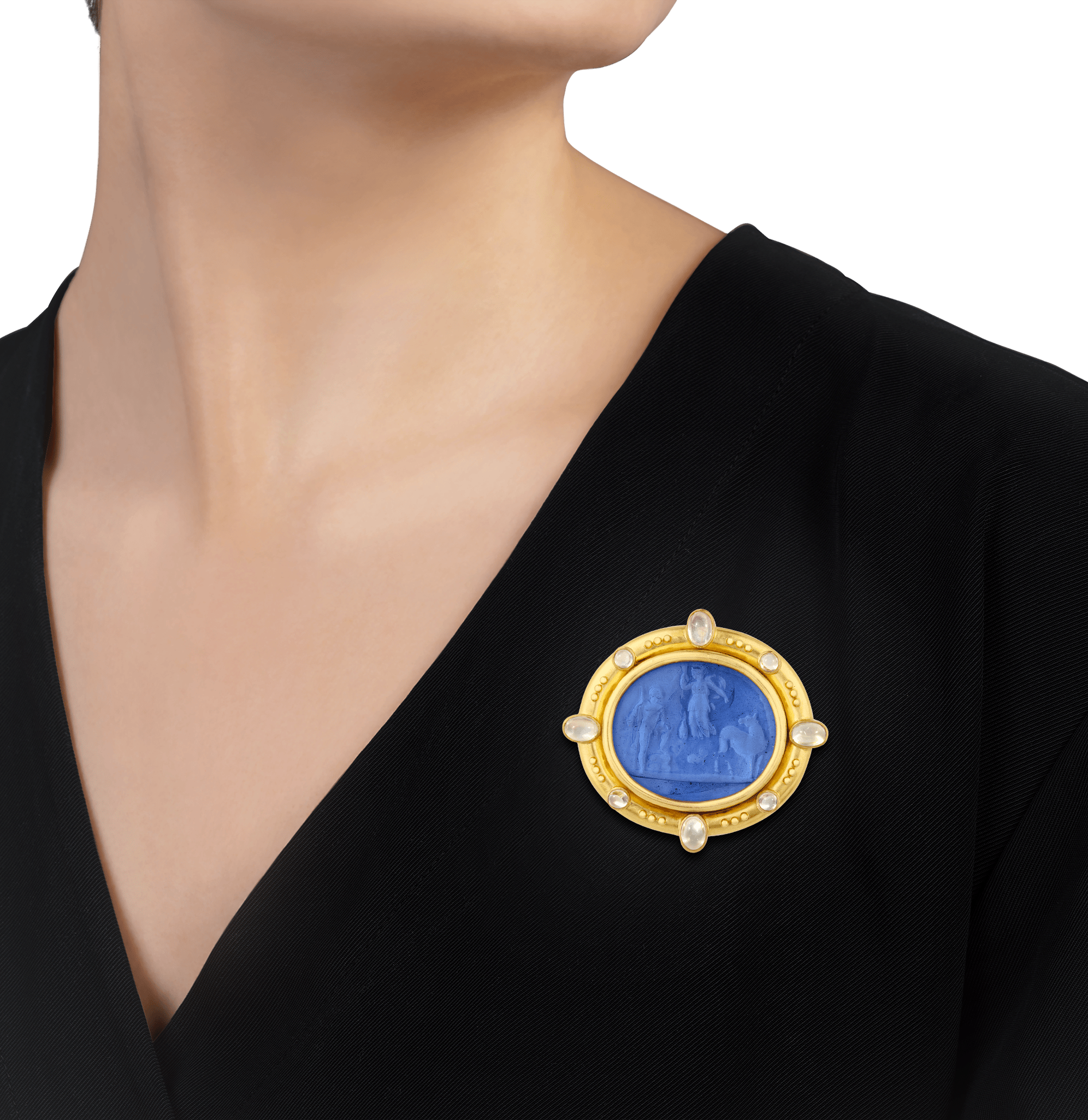 Elizabeth Locke Venetian Glass & Moonstone Pendant Brooch