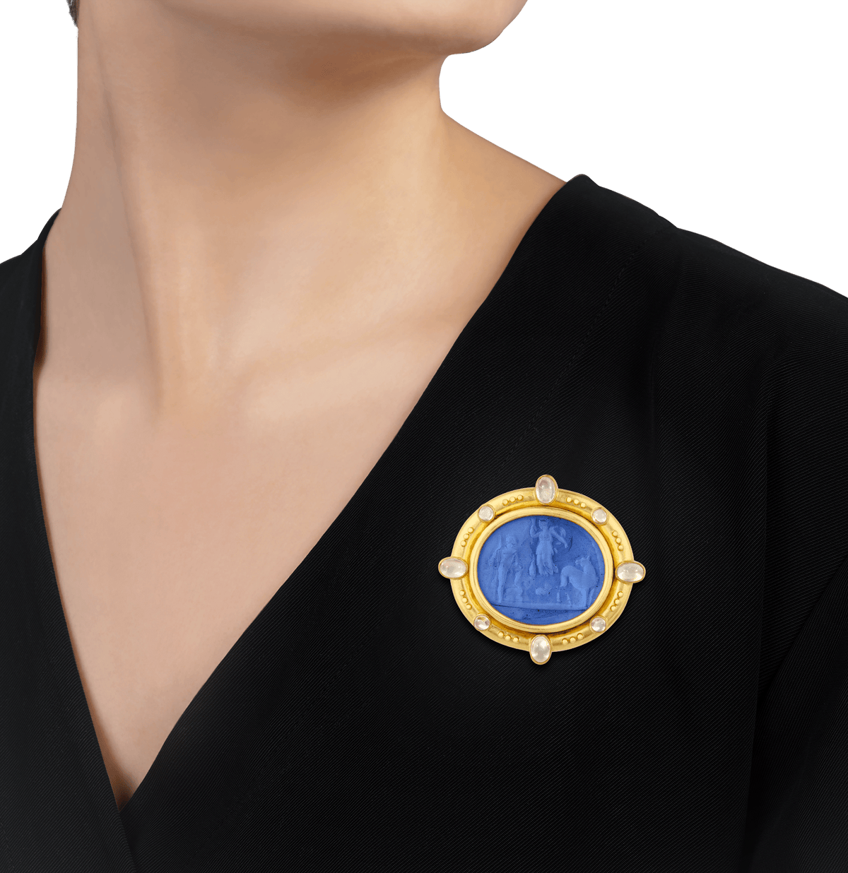 Elizabeth Locke Venetian Glass & Moonstone Pendant Brooch