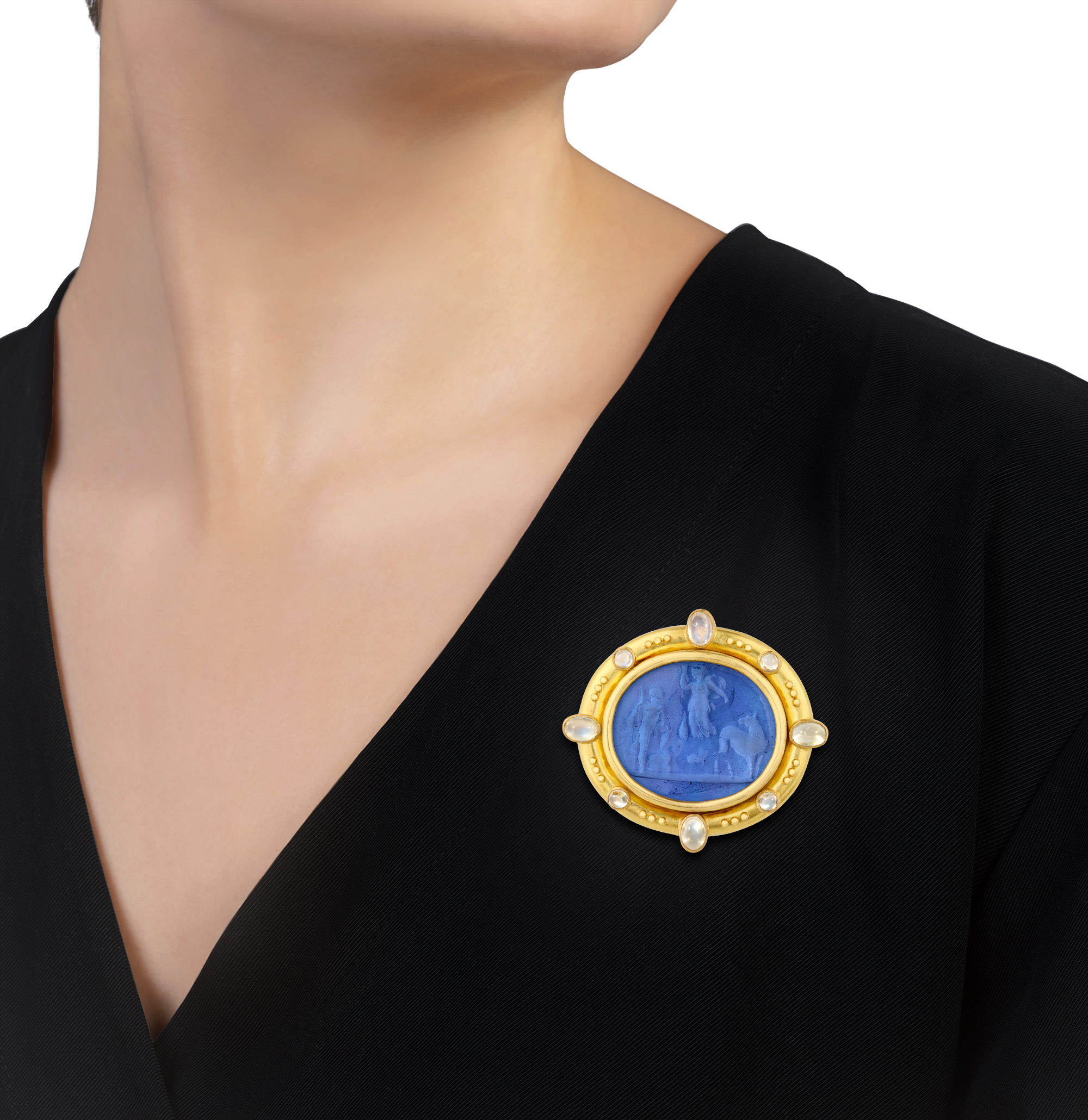 Elizabeth Locke Venetian Glass & Moonstone Pendant Brooch