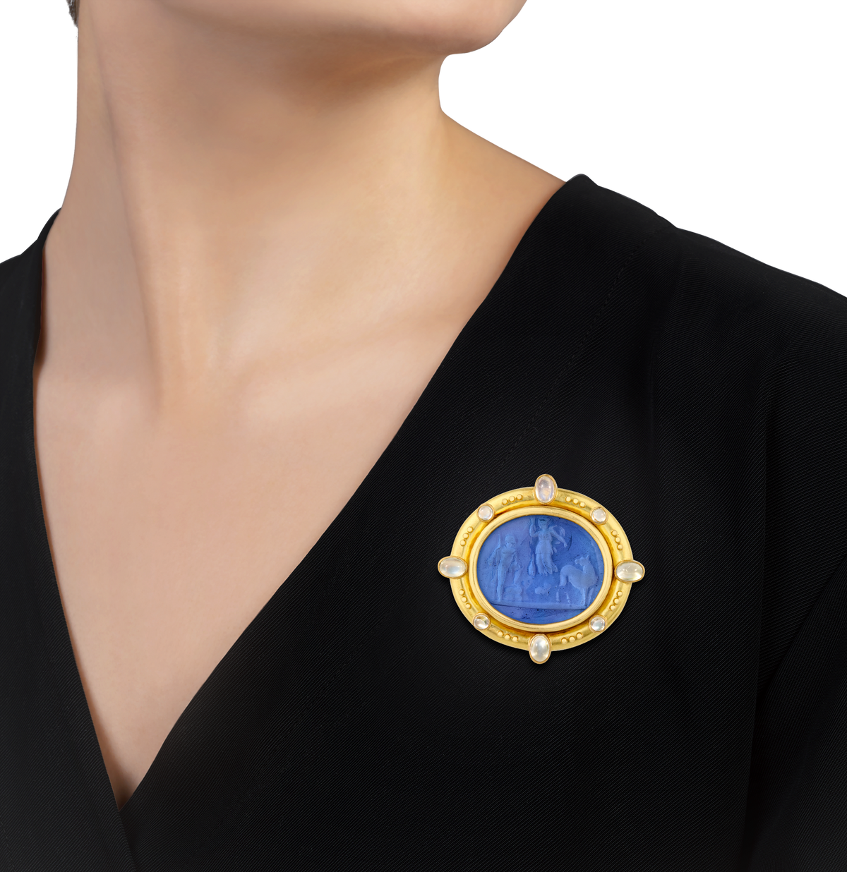 Elizabeth Locke Venetian Glass & Moonstone Pendant Brooch