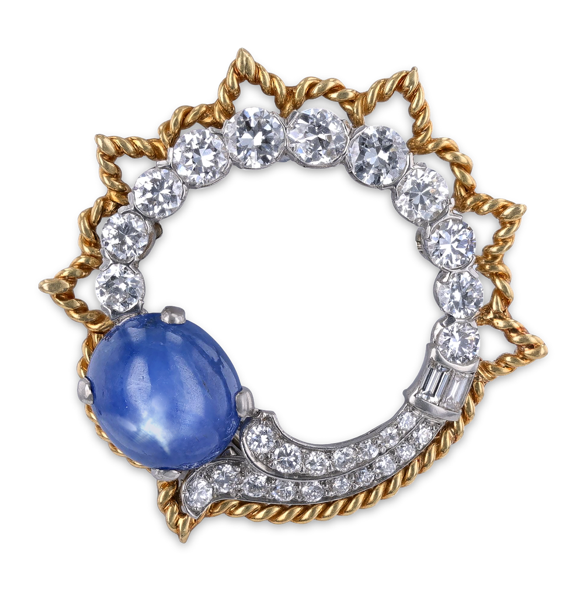 Marcus & Co. Star Sapphire Brooch with Van Cleef & Arpels Frame