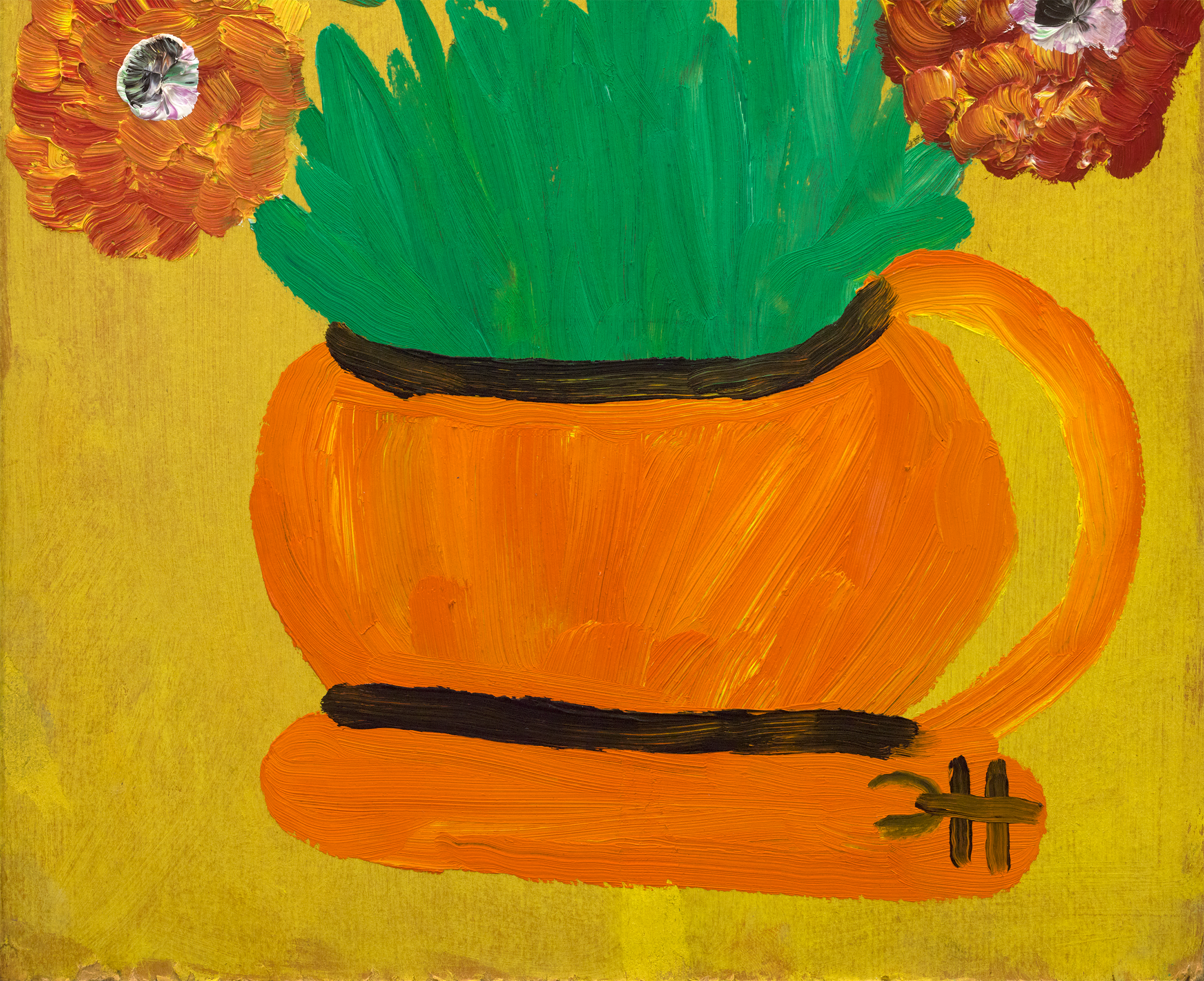 Zinnias in a Pot by Clementine Hunter