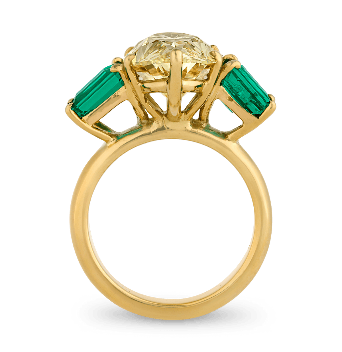 Fancy Yellow Diamond and Colombian Emerald Ring