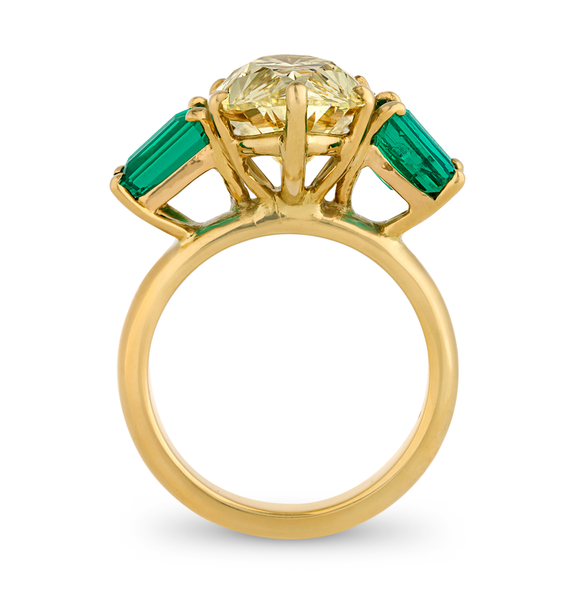 Fancy Yellow Diamond and Colombian Emerald Ring