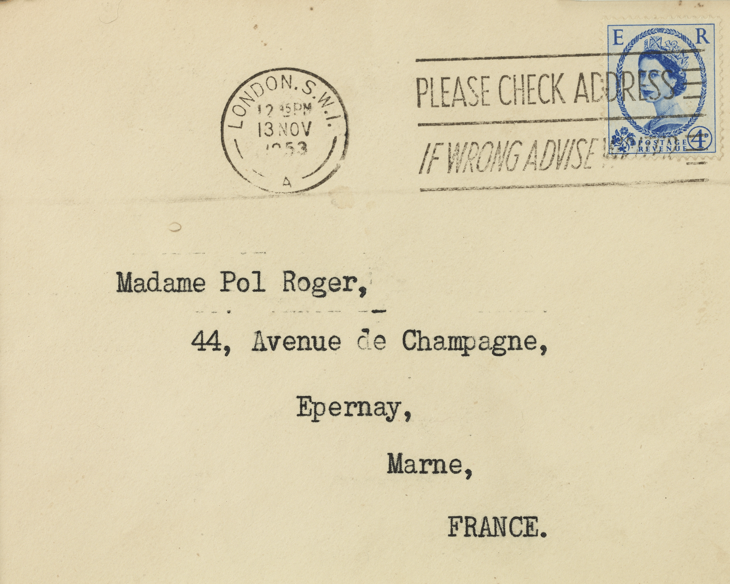Winston Churchill Nobel Prize and Champagne Letter