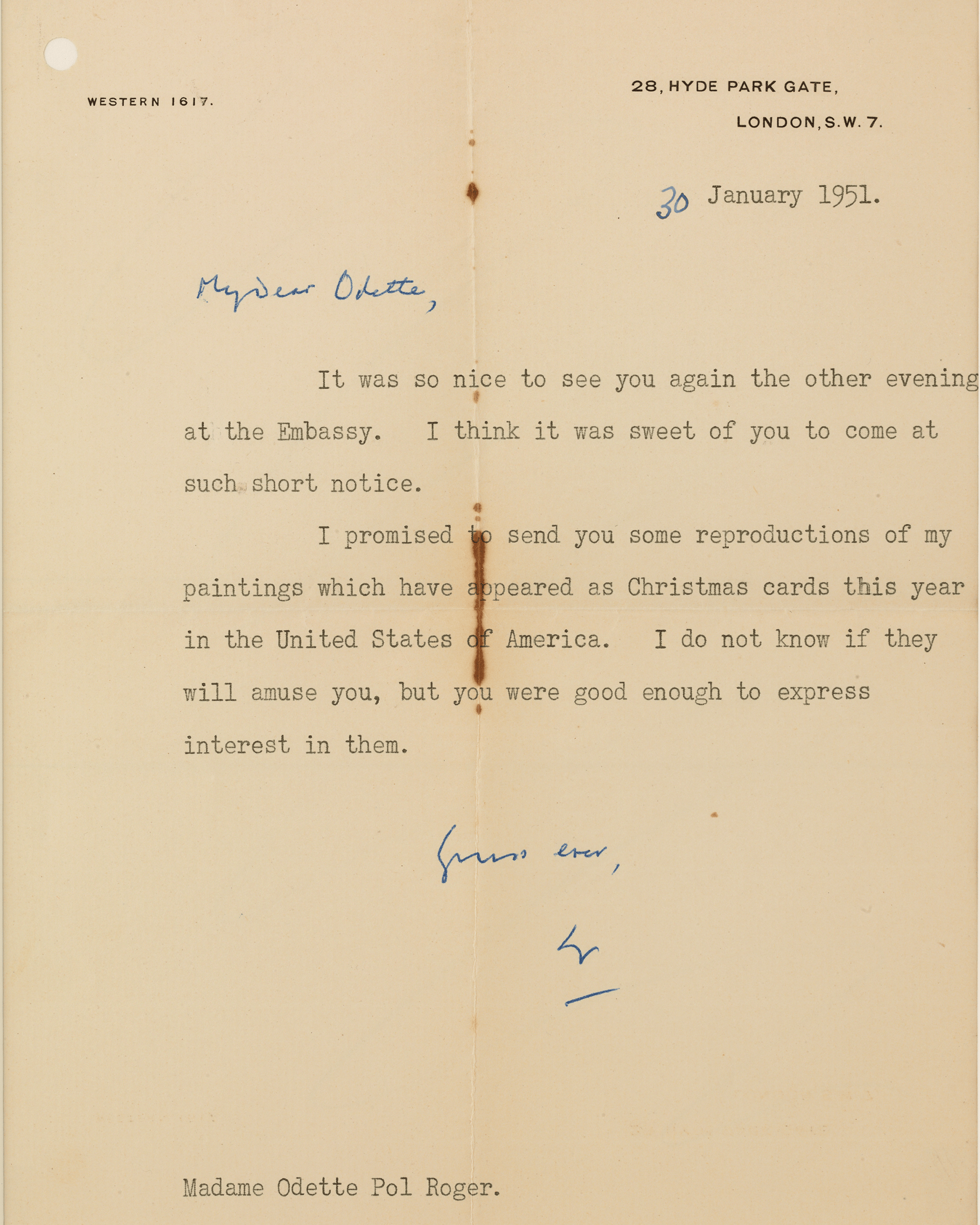 Winston Churchill Christmas Postcards and Letter