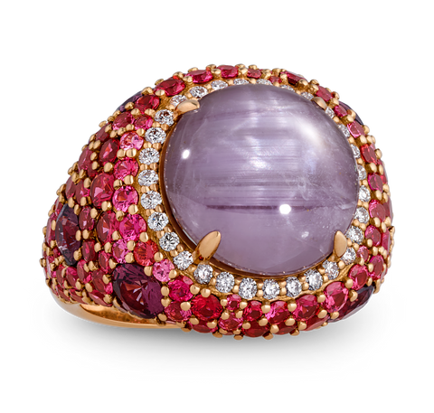 Burma Purple Star Sapphire Ring, untreated, 13.93 carats
