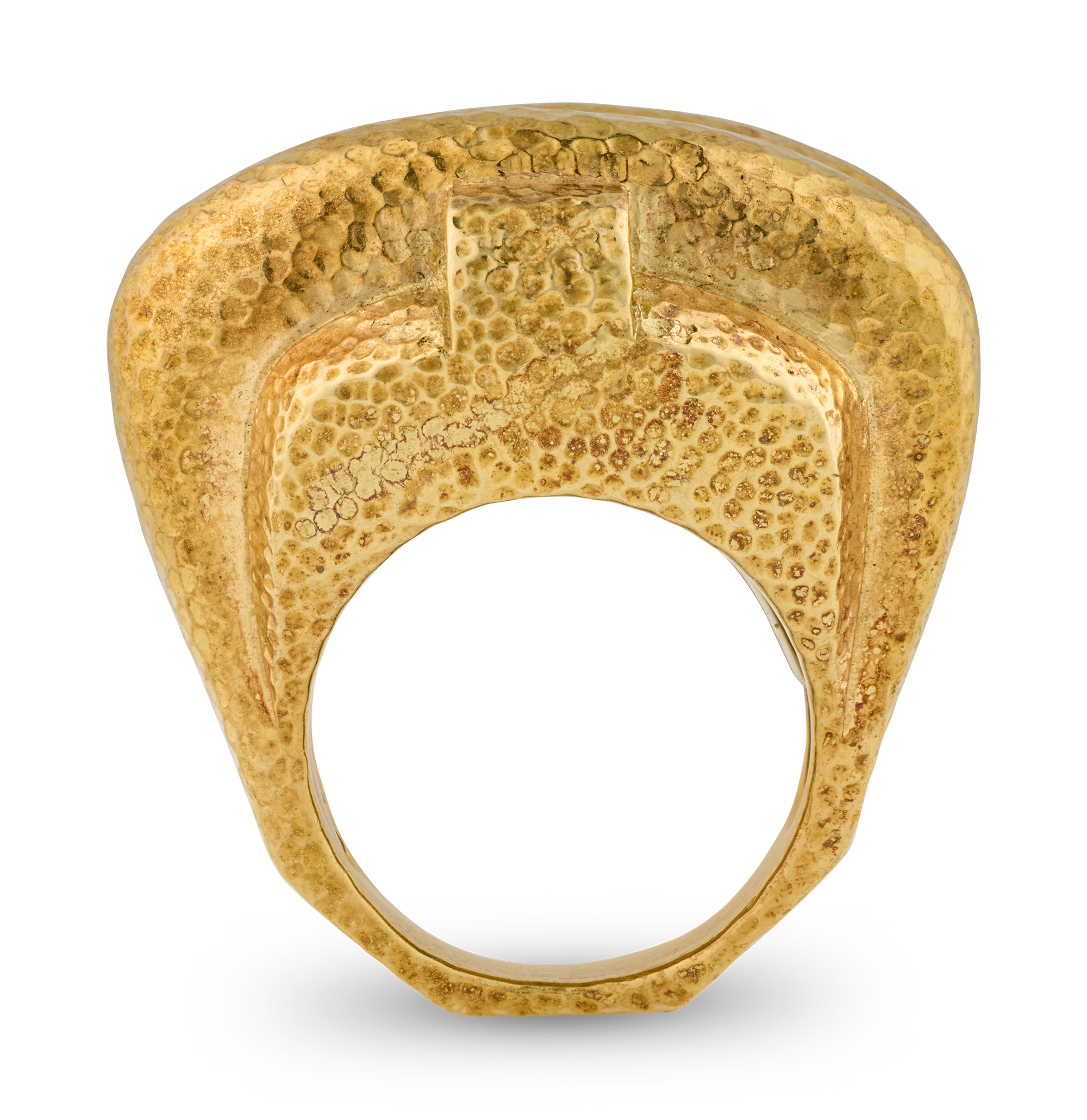 David Webb Hammered Gold Cross Ring