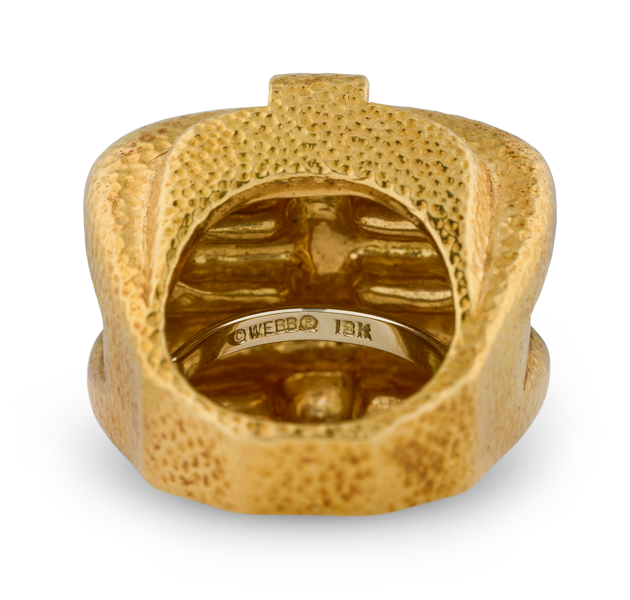 David Webb Hammered Gold Cross Ring