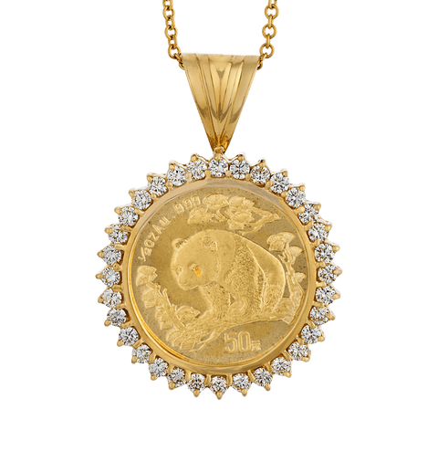 Chinese Gold Panda Coin Pendant