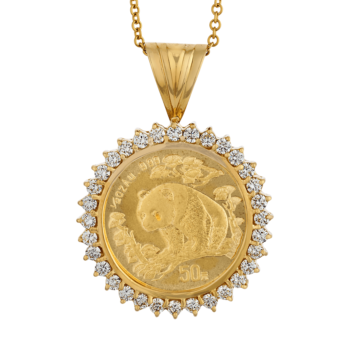 Chinese Gold Panda Coin Pendant