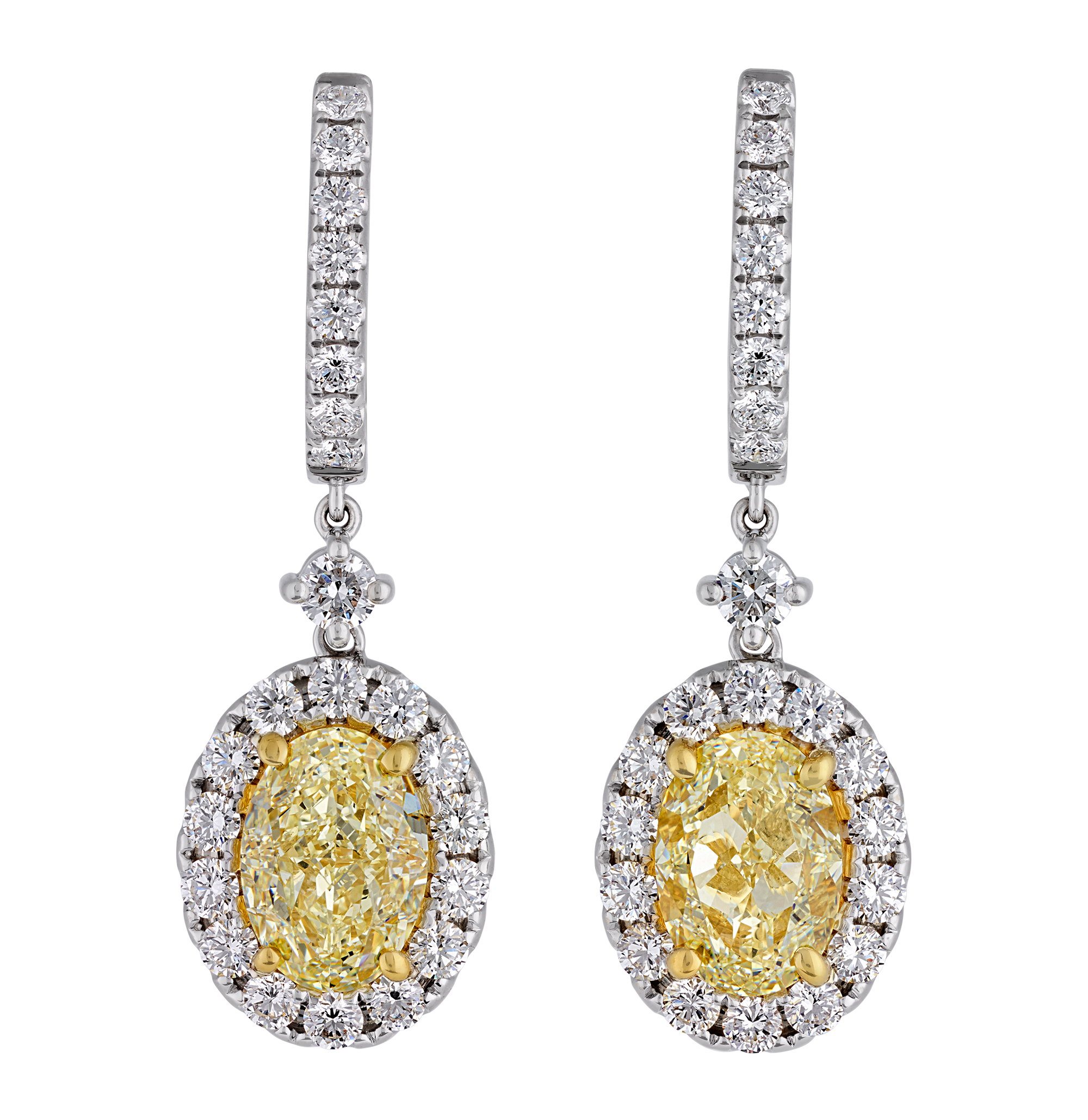 Yellow Diamond Earrings, 6.02 carats