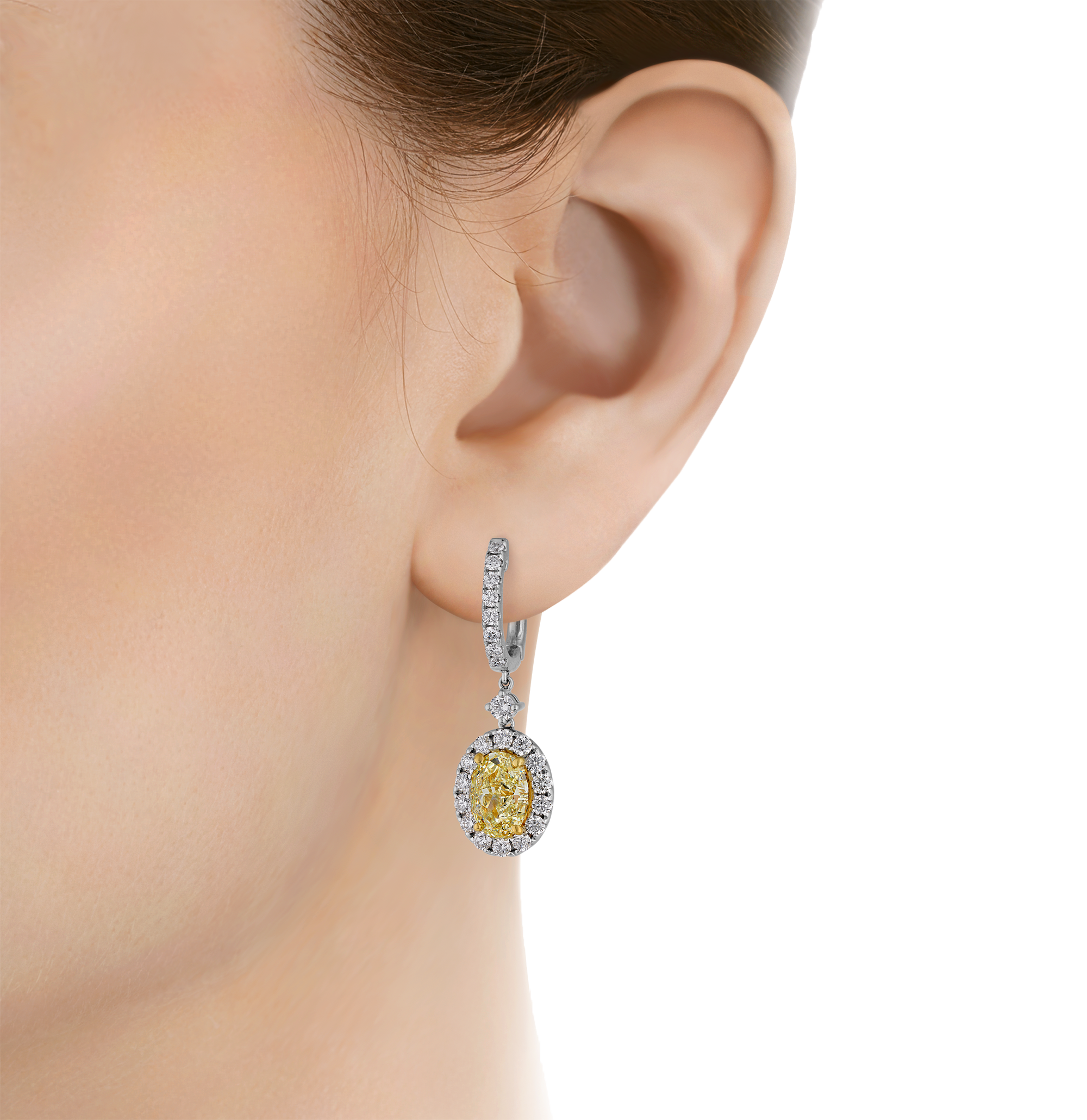 Yellow Diamond Earrings, 6.02 carats