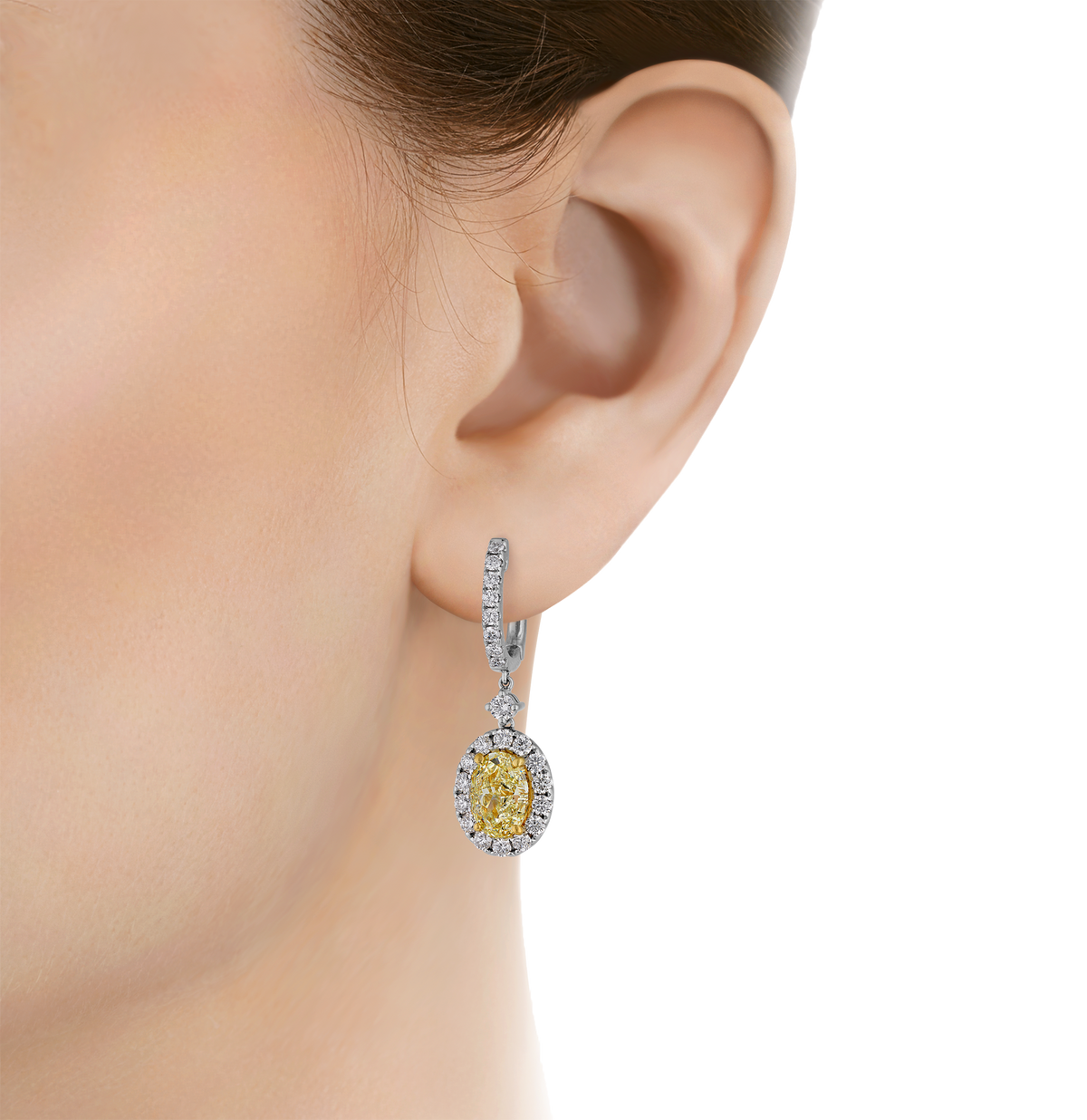 Yellow Diamond Earrings, 6.02 carats