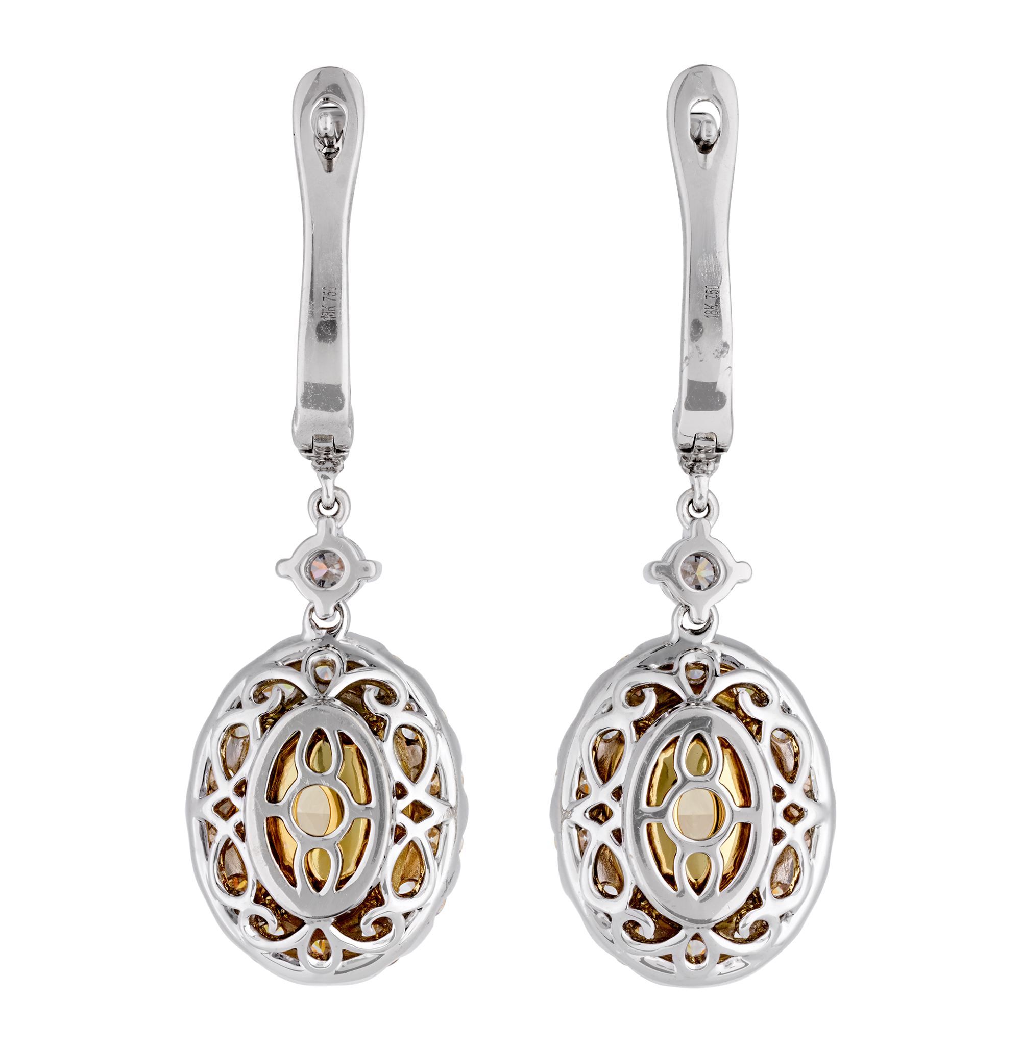 Yellow Diamond Earrings, 6.02 carats