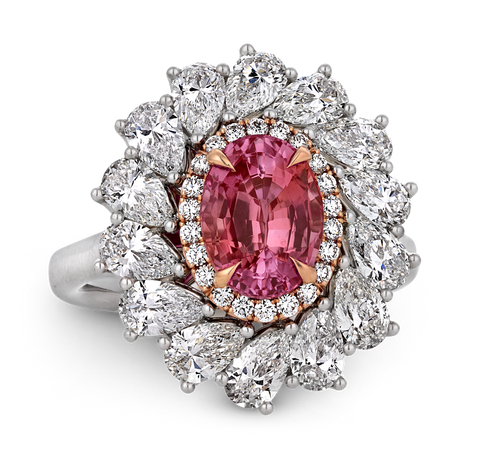 Padparadscha Sapphire Ring, 2.87 Carats