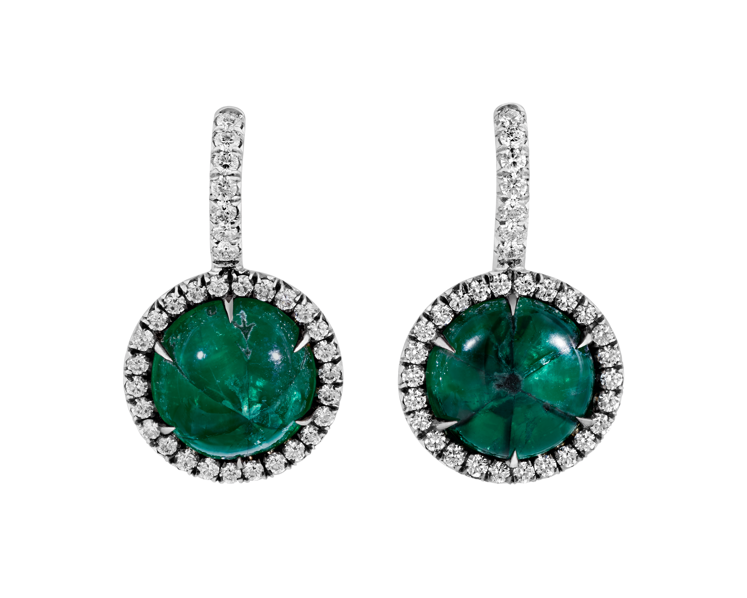 Emerald Trapiche Earrings, 8.05 carats