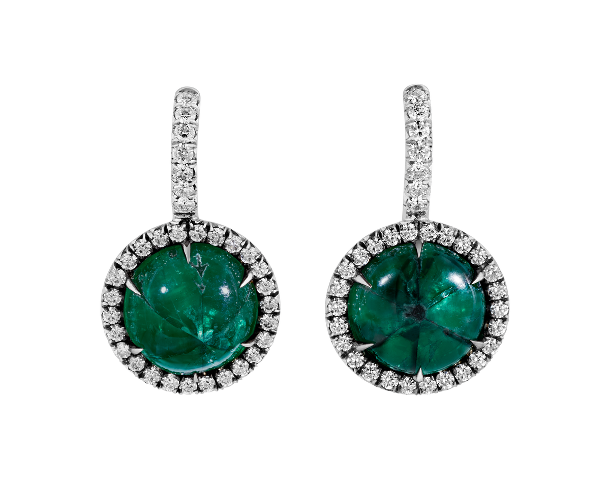 Emerald Trapiche Earrings, 8.05 carats